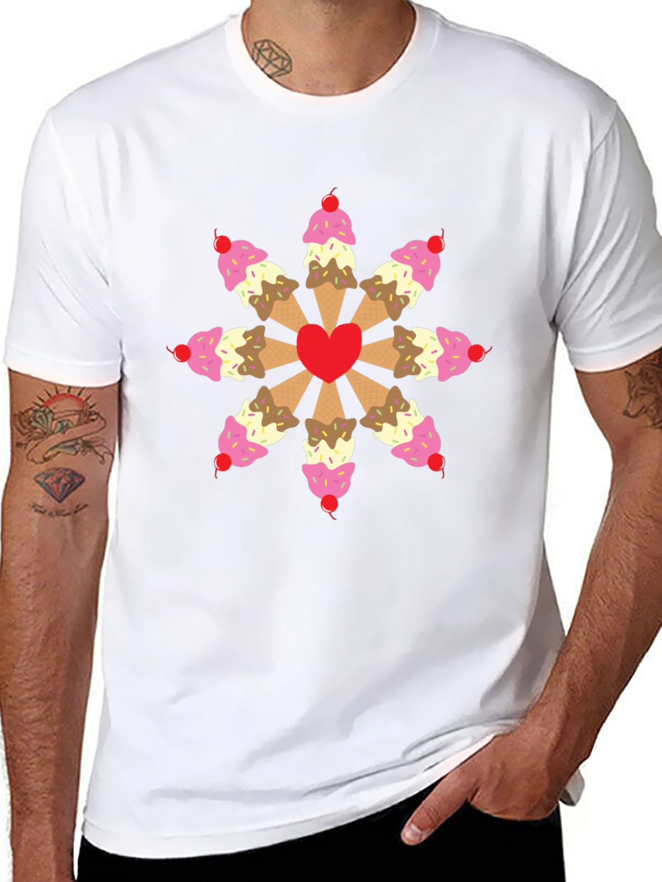 Ice Cream Heart Graphic Tee - Sweet Treat Shirt