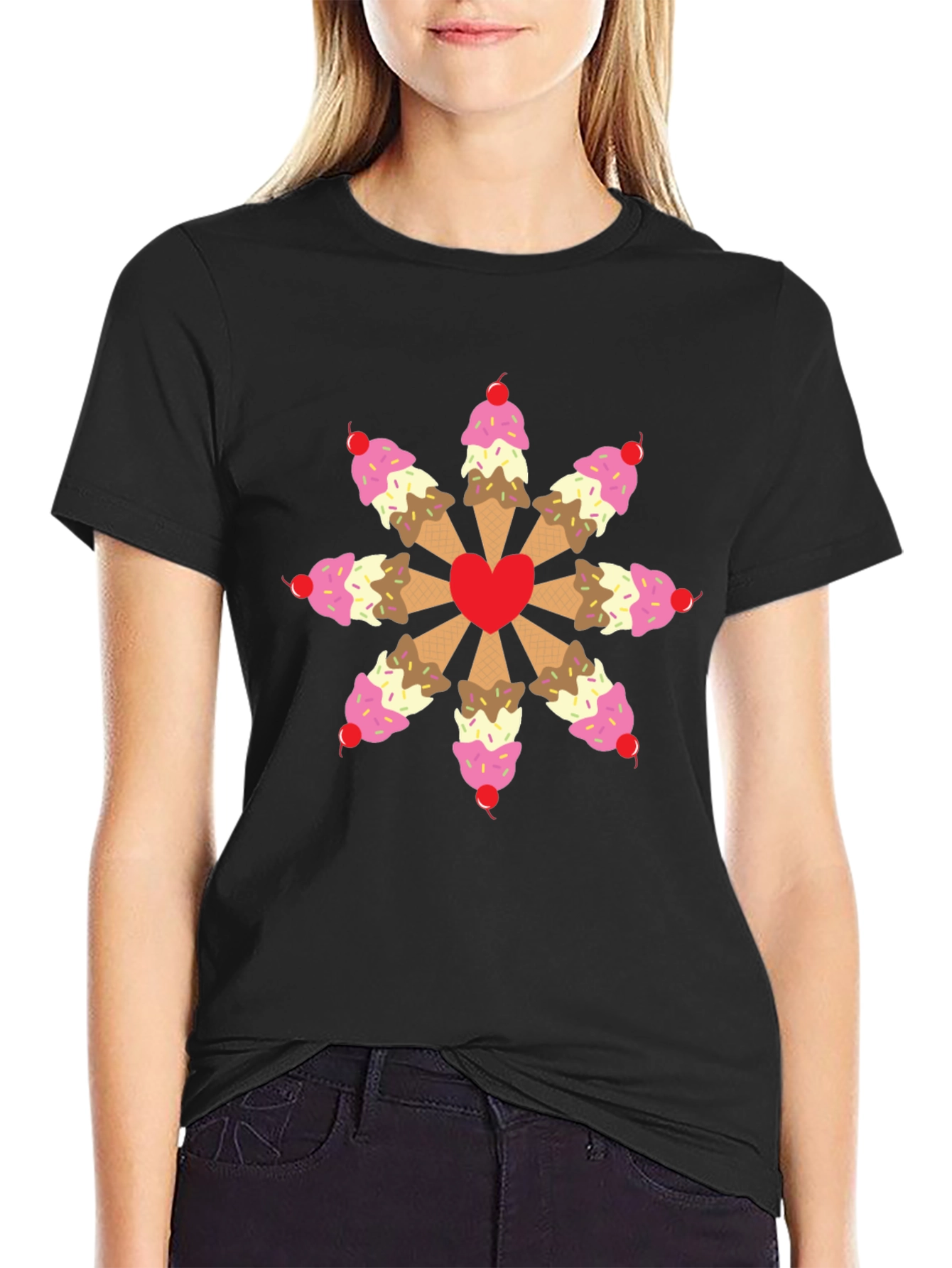 Ice Cream Heart Graphic Tee - Sweet Treat Shirt