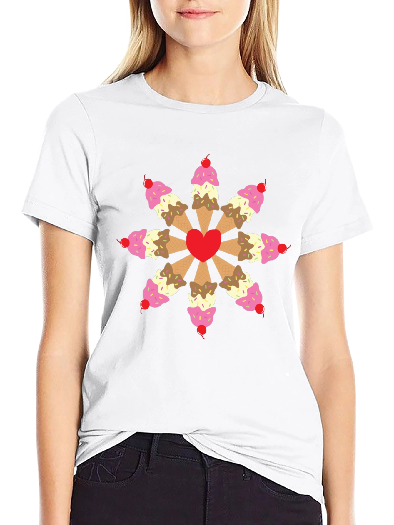 Ice Cream Heart Graphic Tee - Sweet Treat Shirt