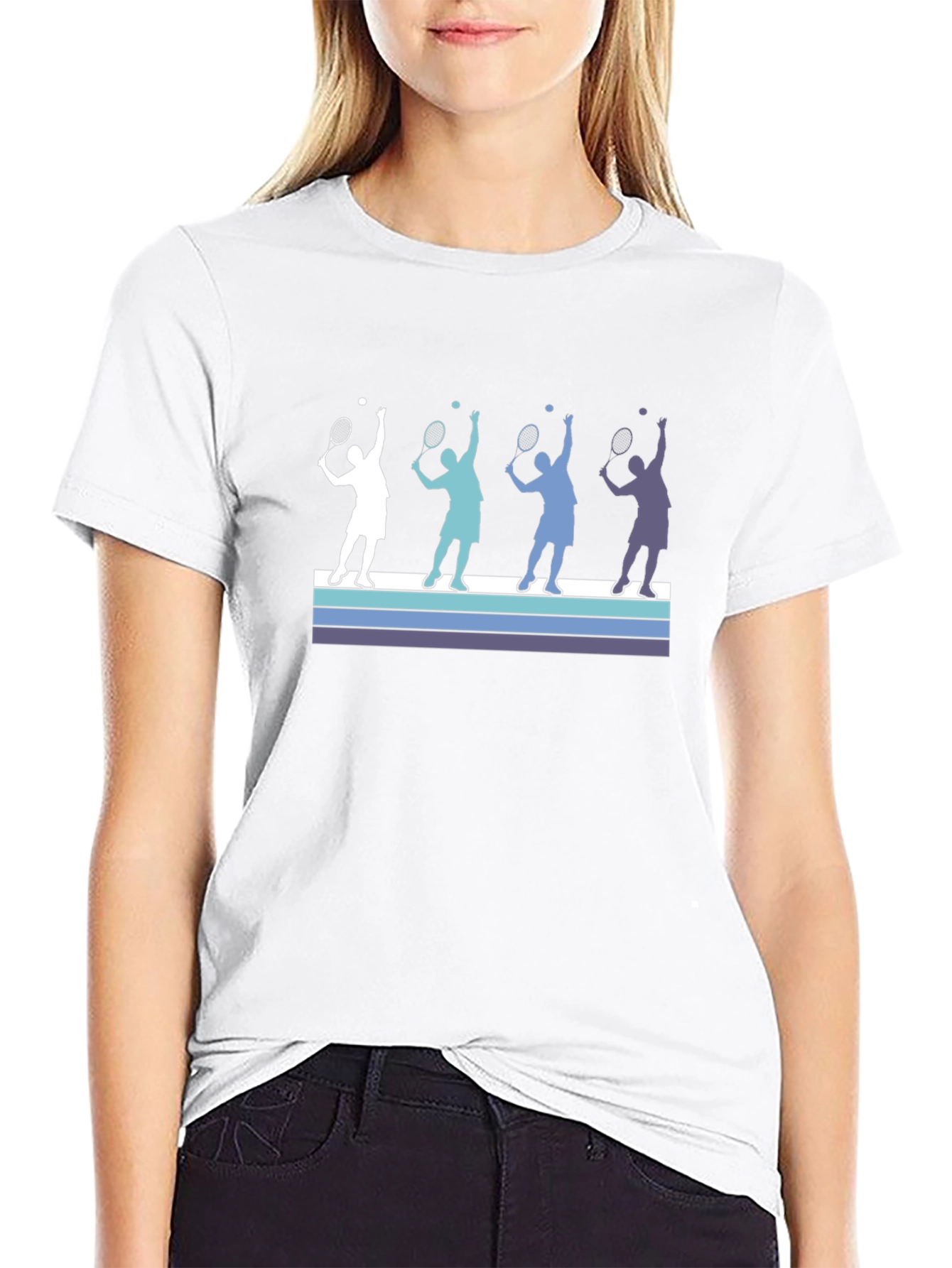 Tennis Player Silhouette Graphic Tee - Black