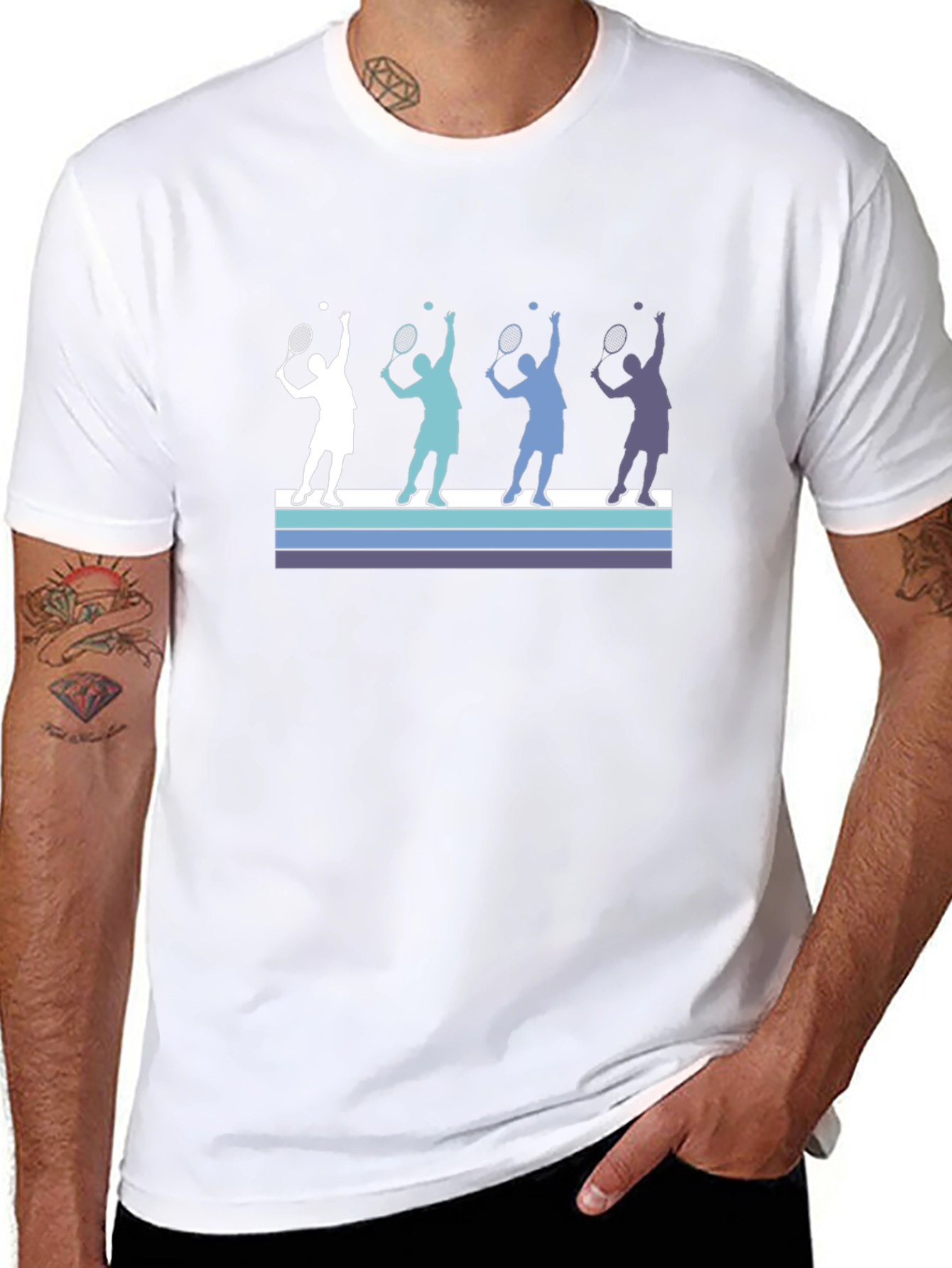 Tennis Player Silhouette Graphic Tee - Black