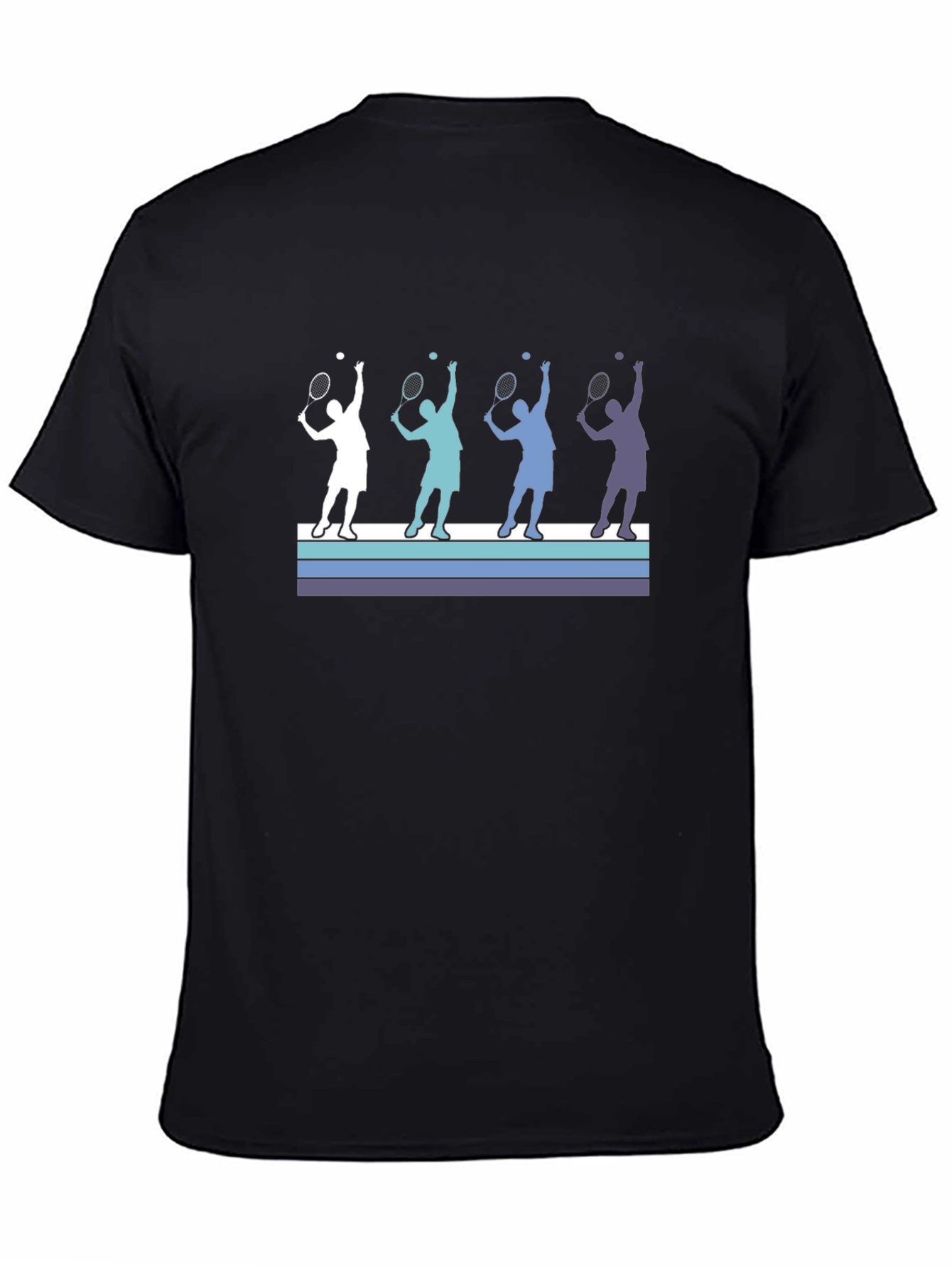 Tennis Player Silhouette Graphic Tee - Black