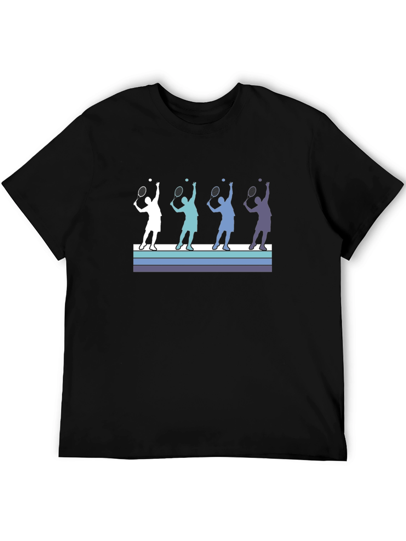 Tennis Player Silhouette Graphic Tee - Black