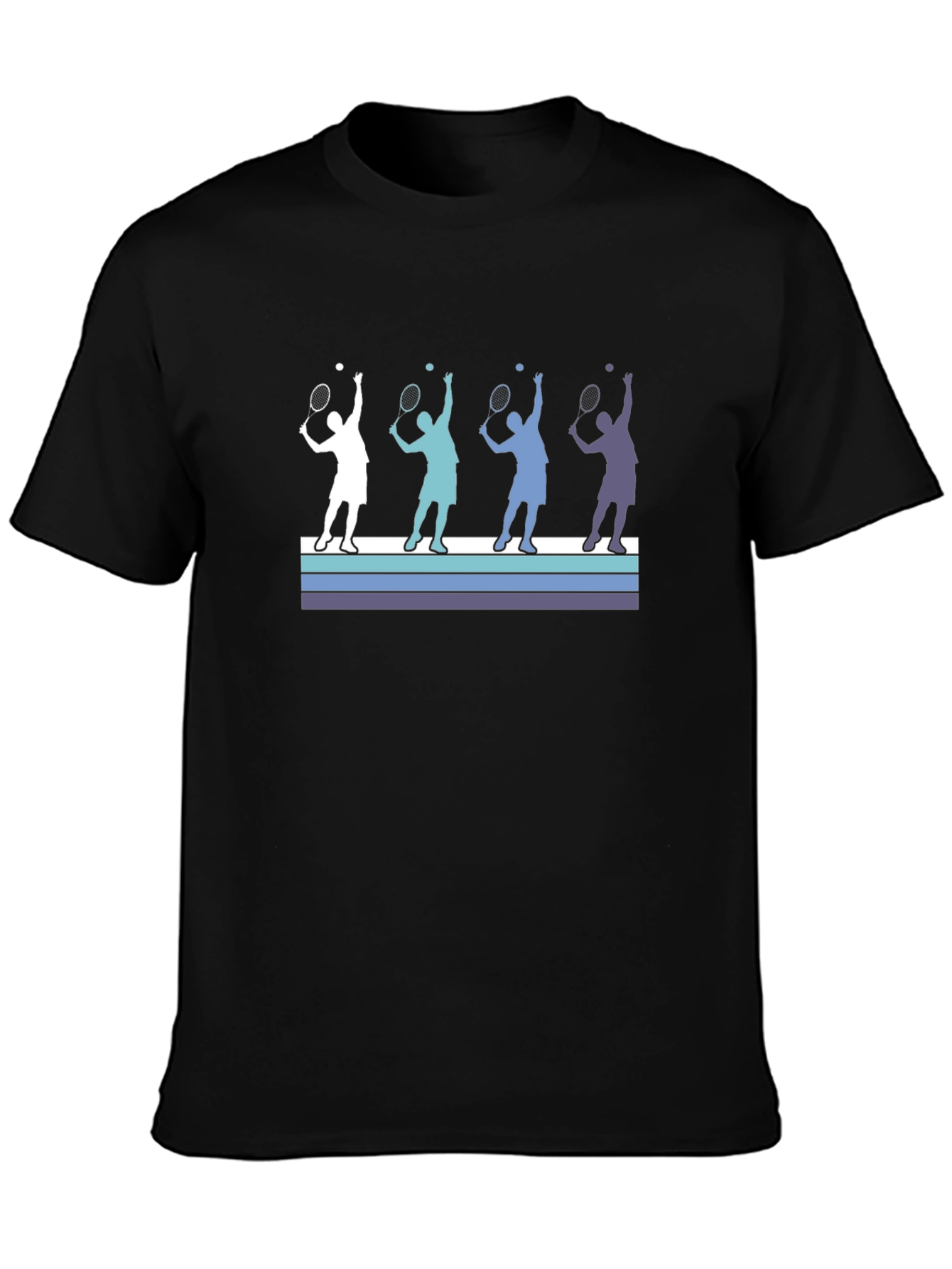 Tennis Player Silhouette Graphic Tee - Black