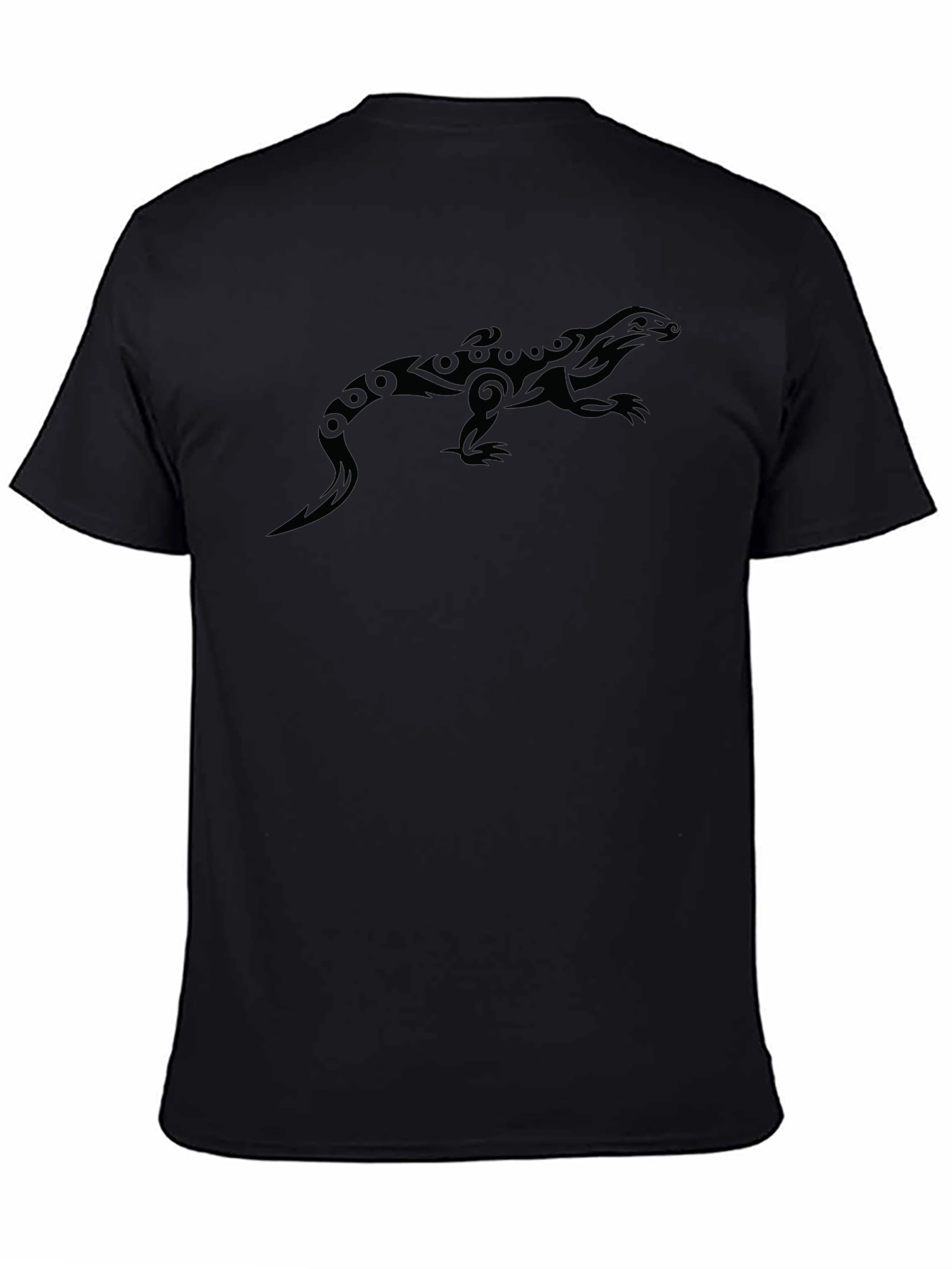 Cool Tribal Lizard Graphic Black T-Shirt
