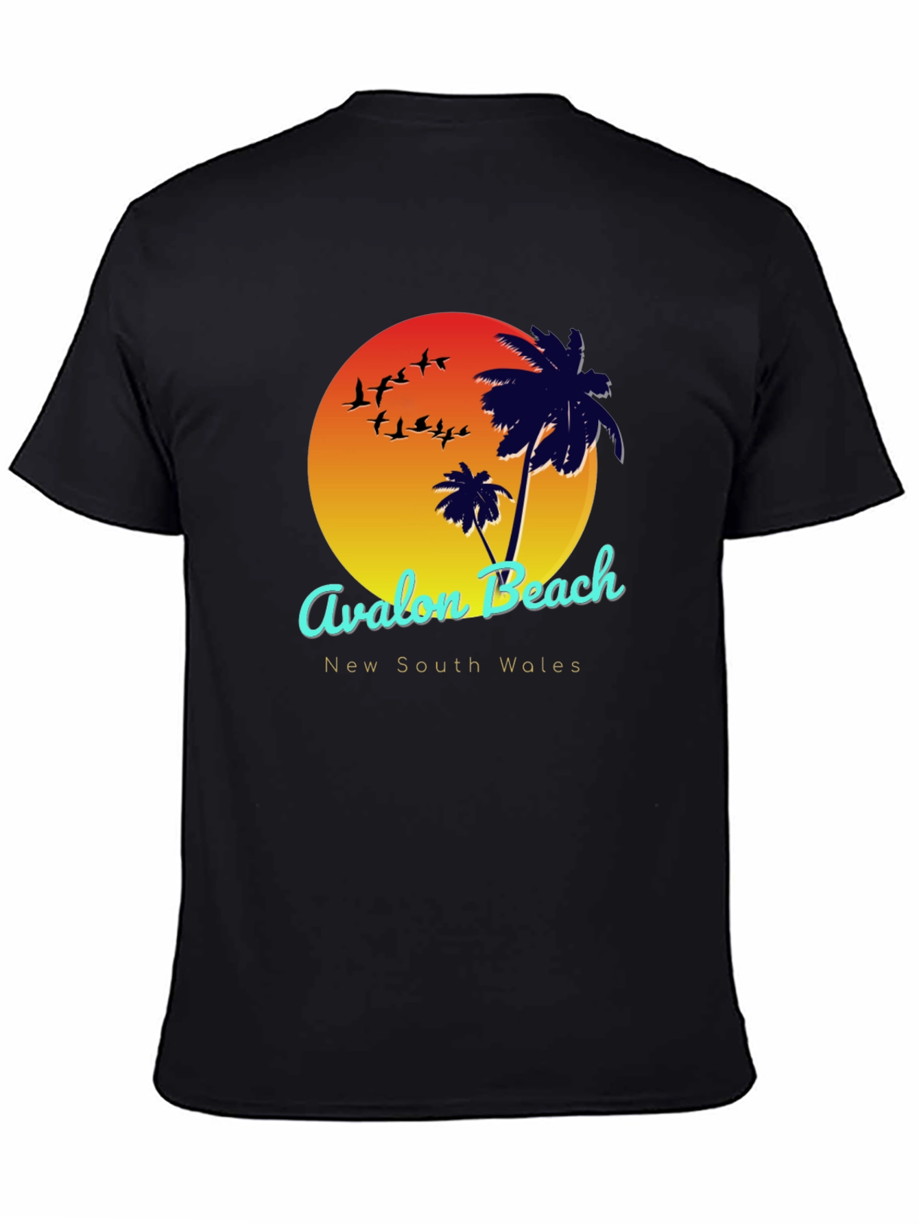 Avalon Beach Black Graphic T-Shirt
