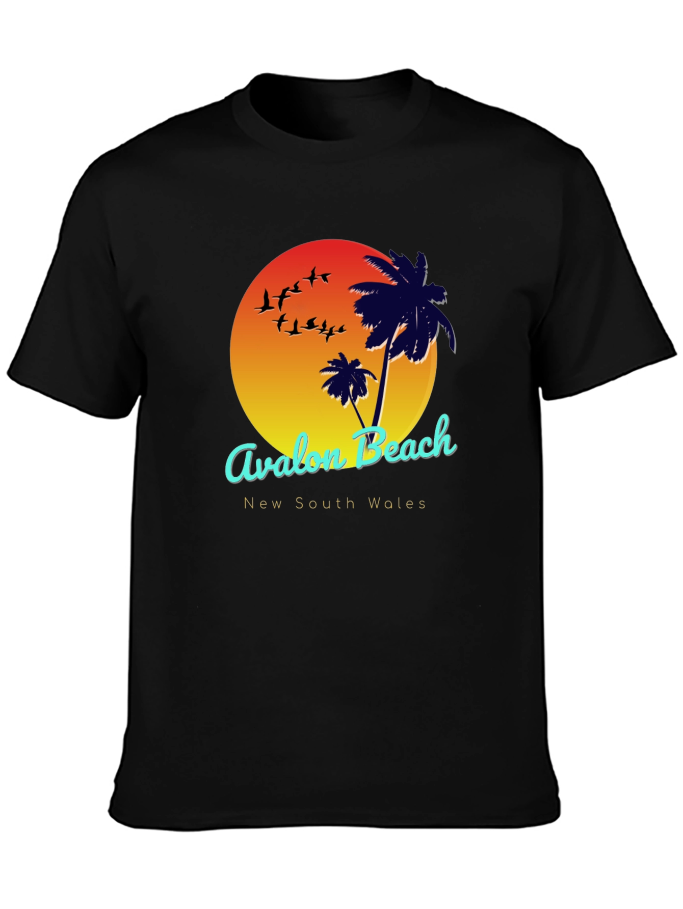 Avalon Beach Black Graphic T-Shirt