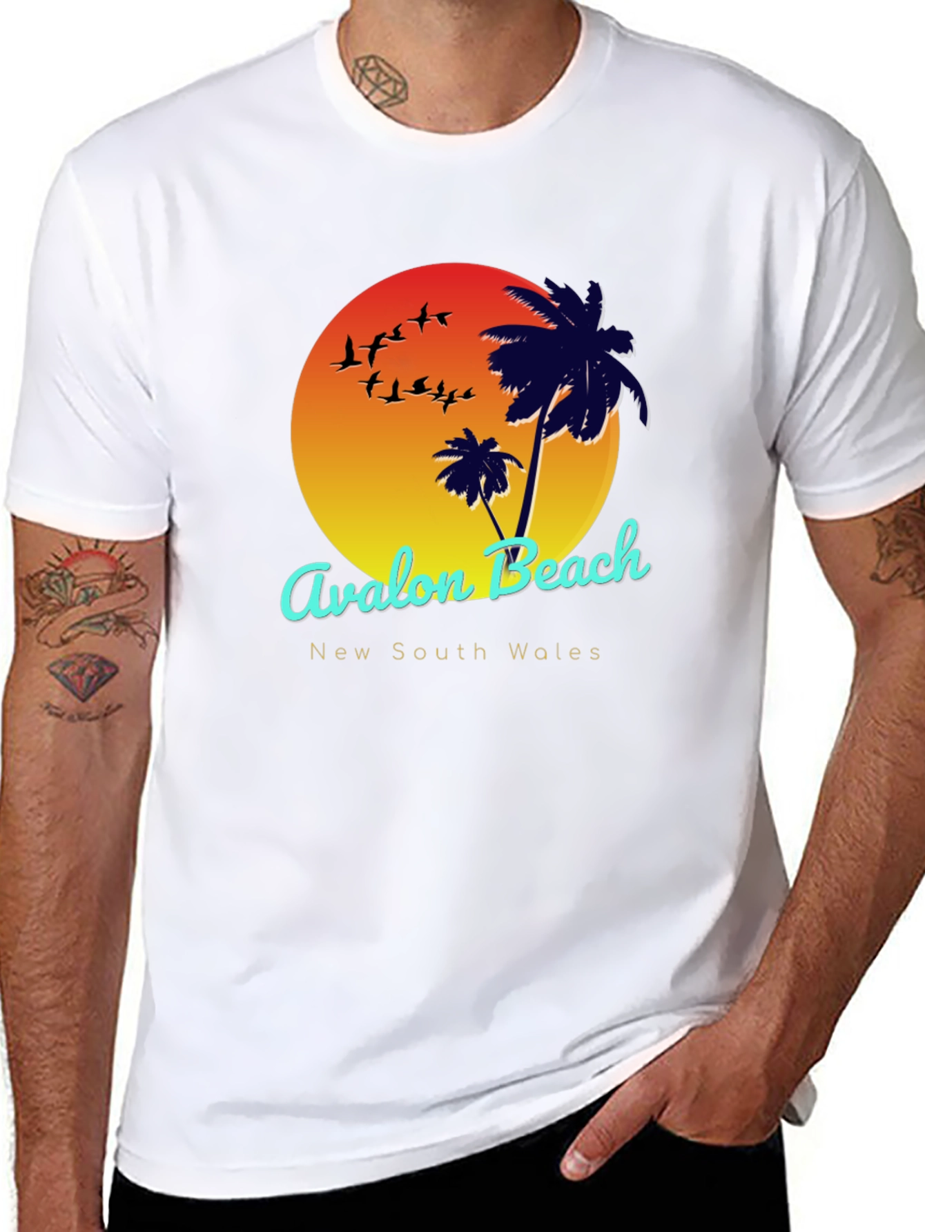 Avalon Beach Black Graphic T-Shirt