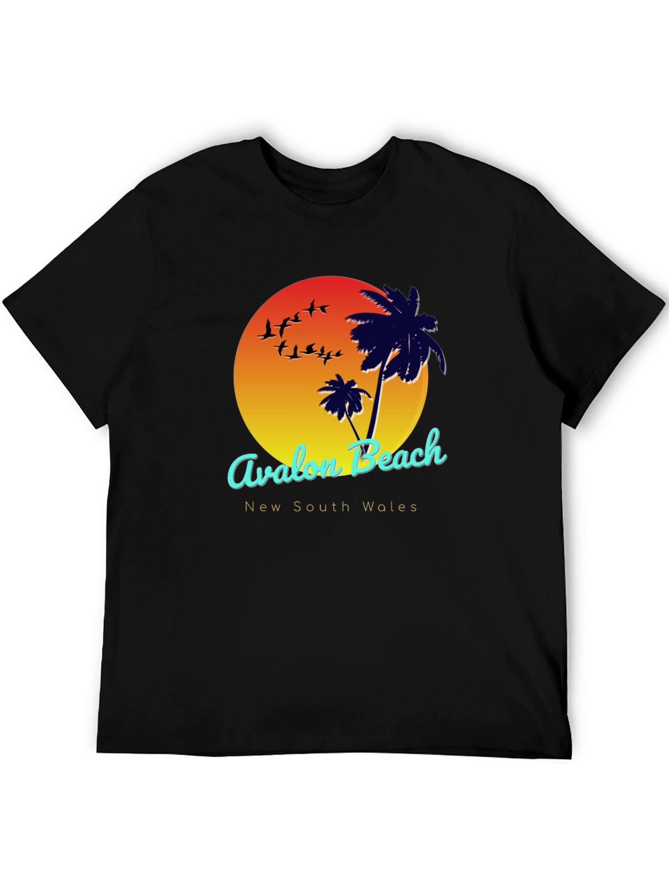 Avalon Beach Black Graphic T-Shirt