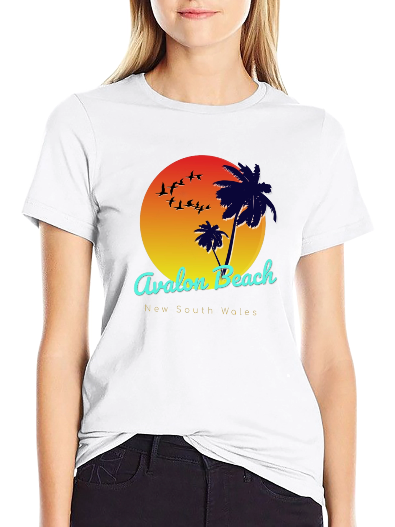 Avalon Beach Black Graphic T-Shirt