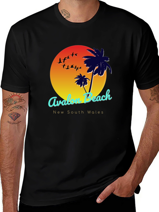 Avalon Beach Black Graphic T-Shirt
