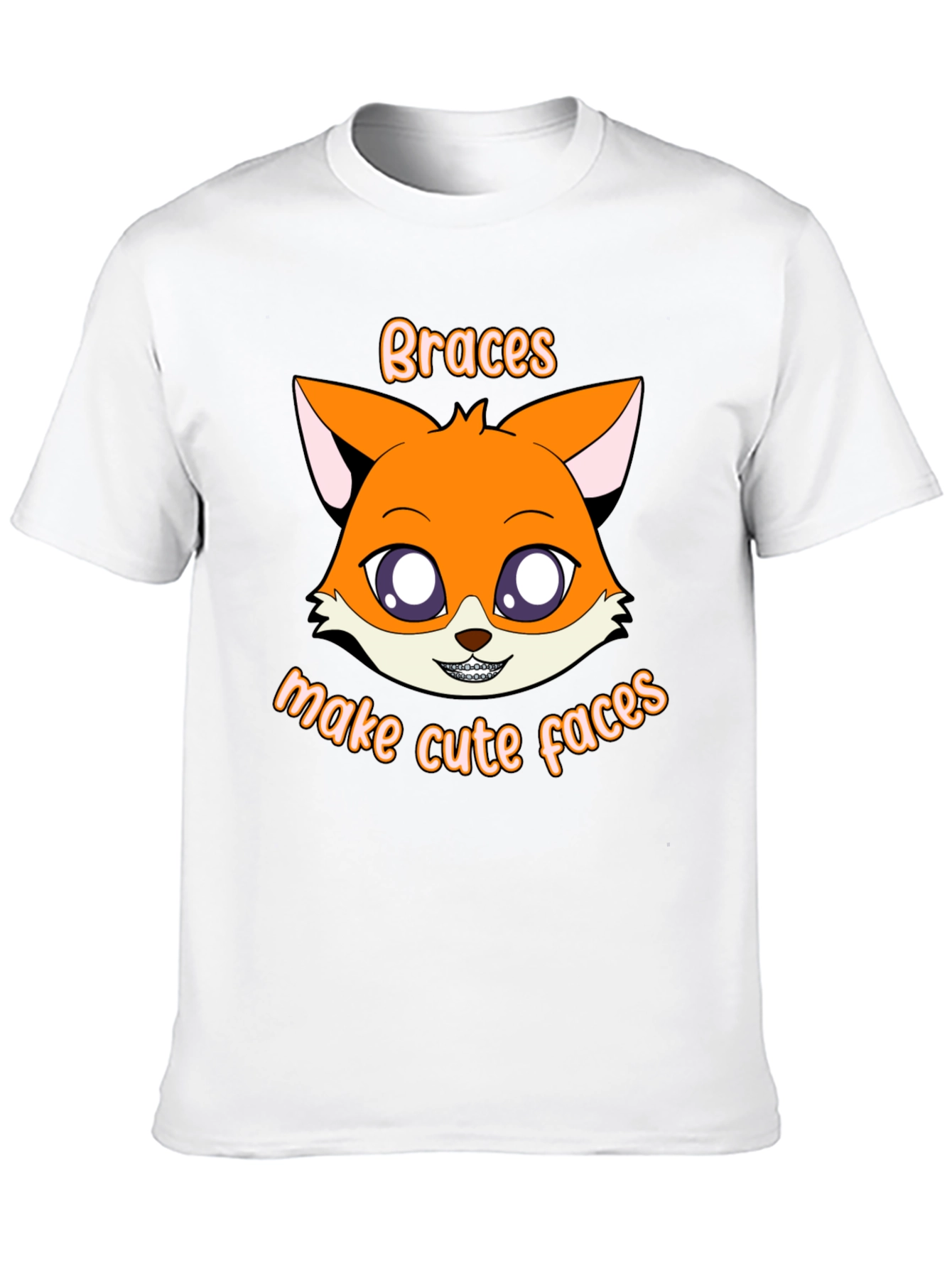 Cute Fox Braces T-Shirt - Make Cute Faces!