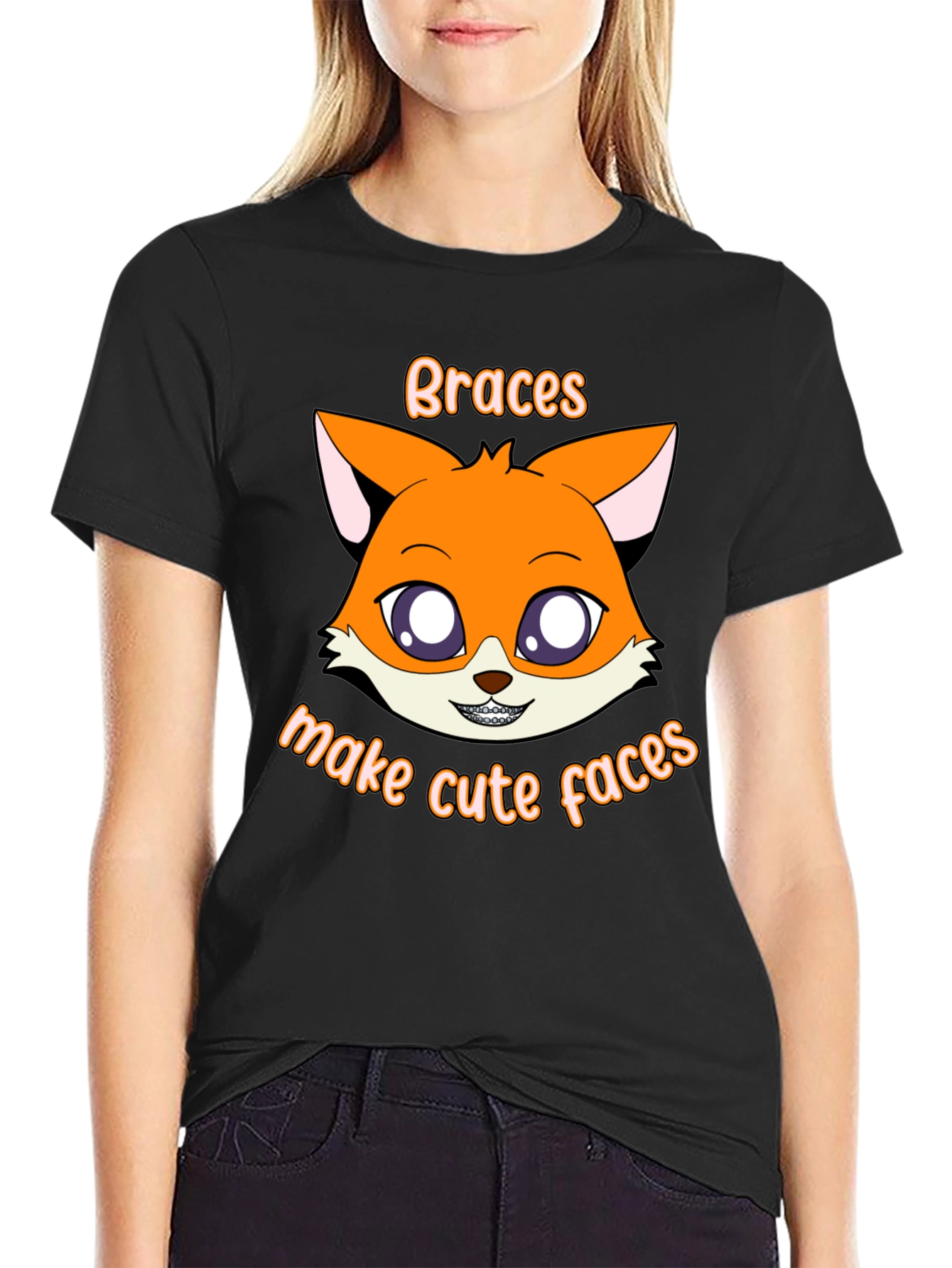 Cute Fox Braces T-Shirt - Make Cute Faces!