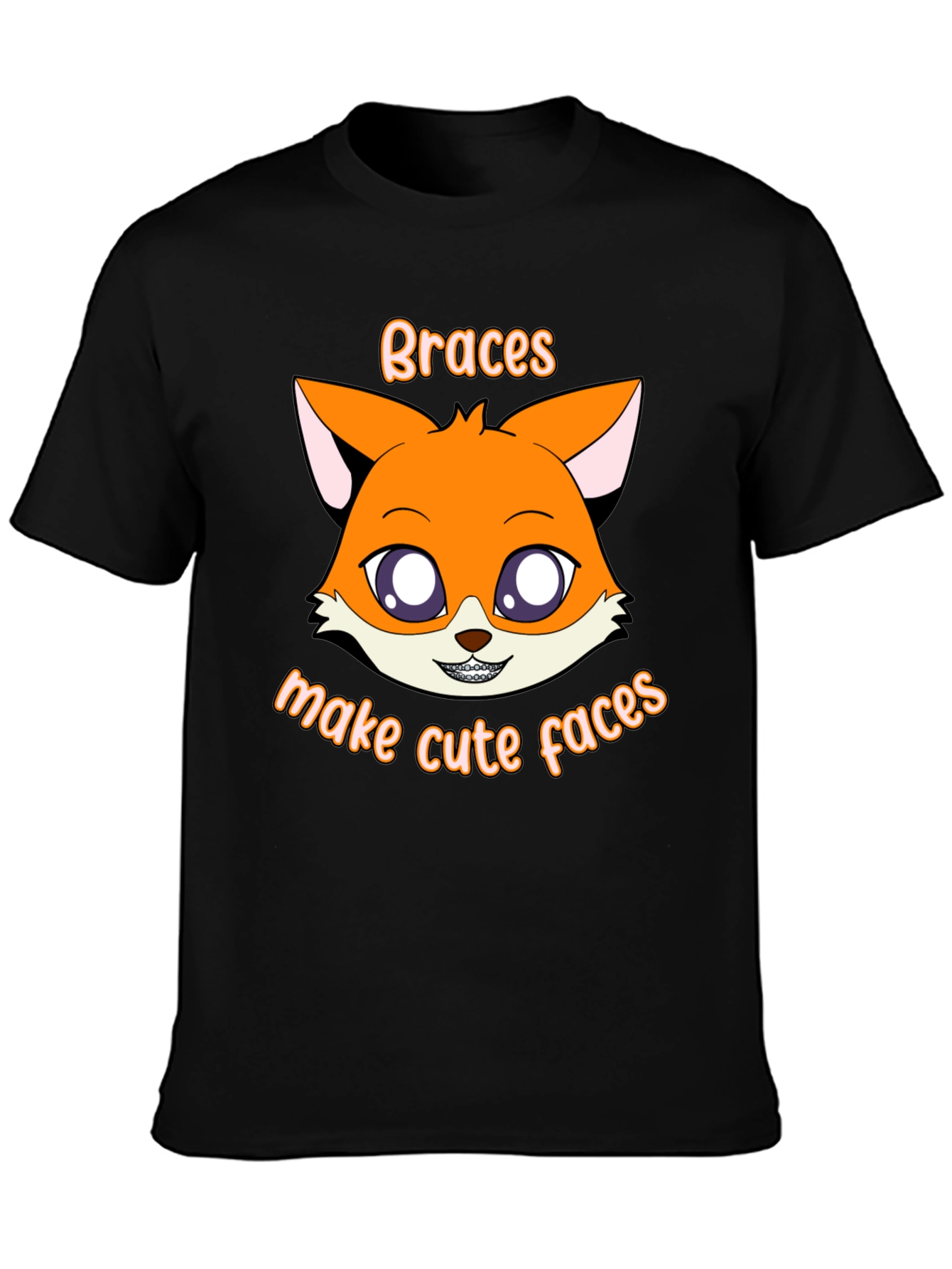 Cute Fox Braces T-Shirt - Make Cute Faces!