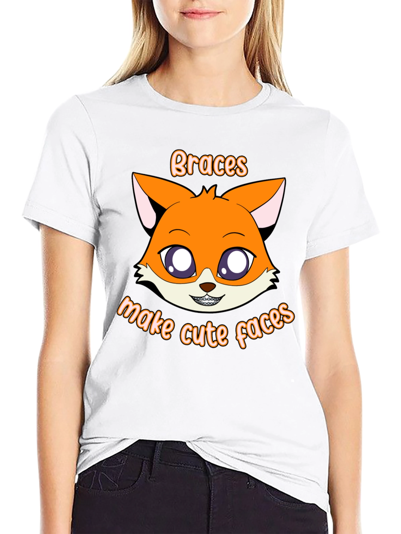Cute Fox Braces T-Shirt - Make Cute Faces!