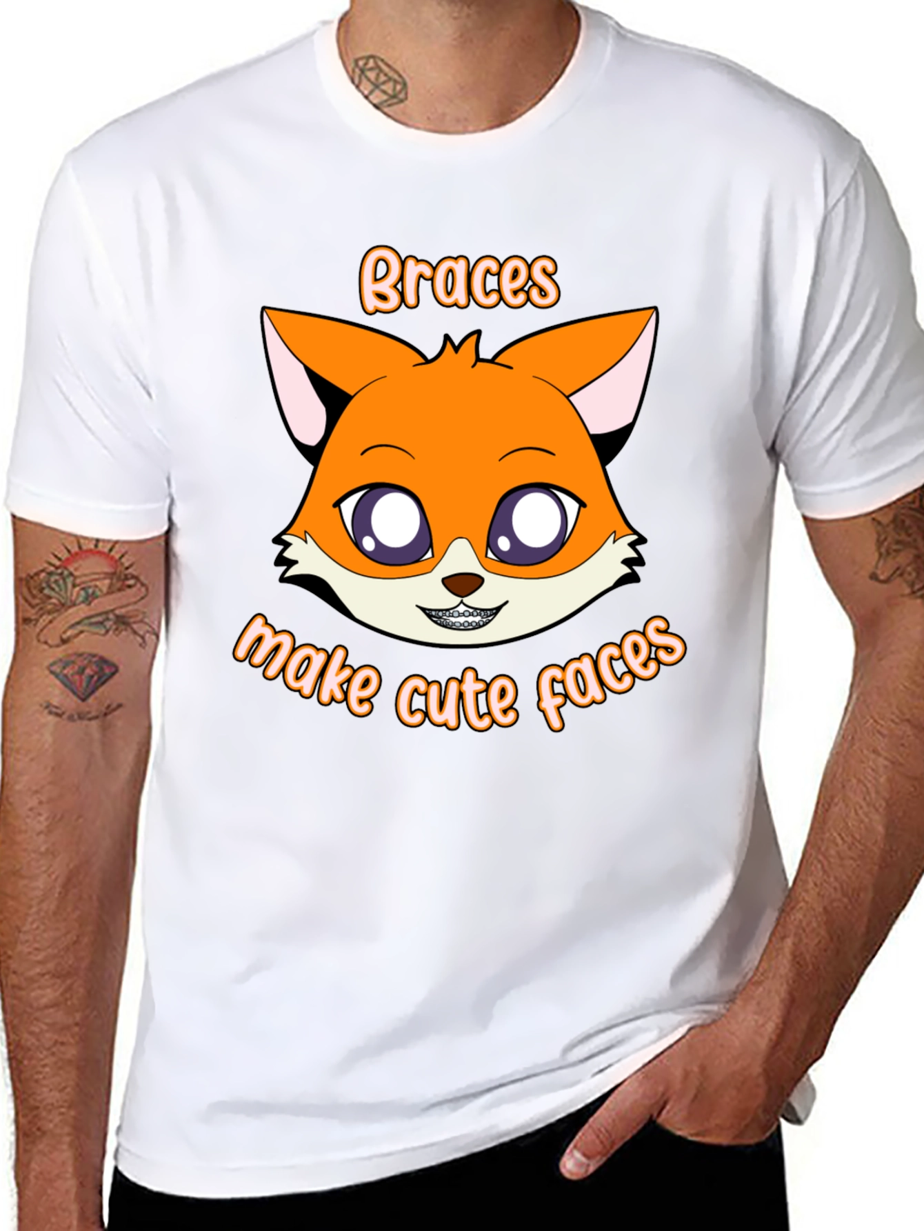 Cute Fox Braces T-Shirt - Make Cute Faces!