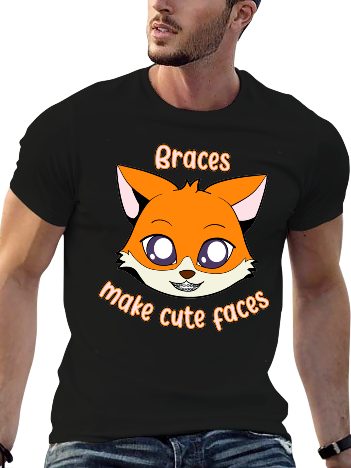 Cute Fox Braces T-Shirt - Make Cute Faces!