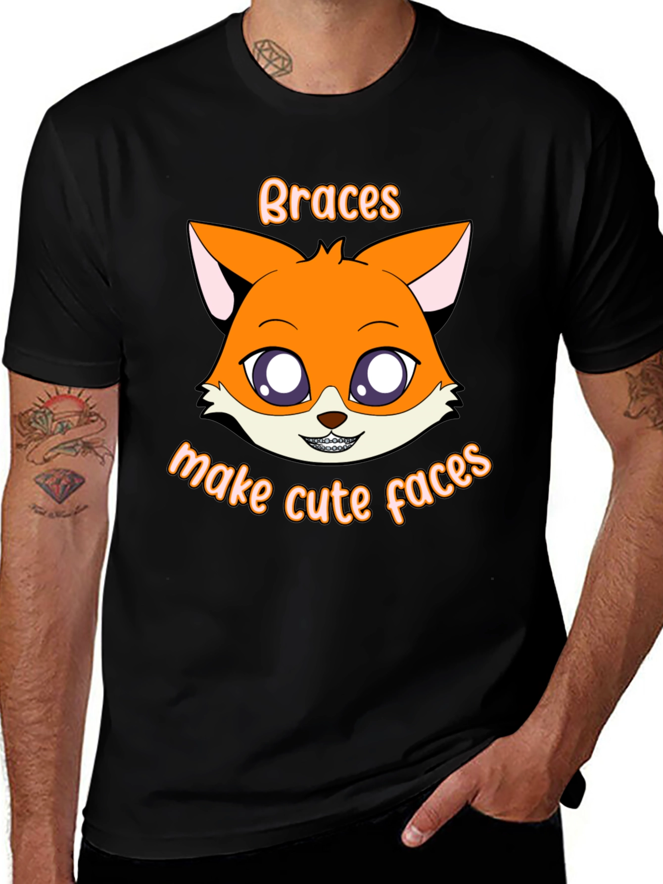 Cute Fox Braces T-Shirt - Make Cute Faces!