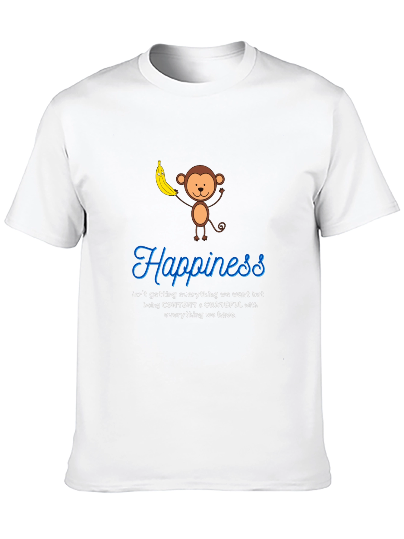 Happiness Monkey Graphic Tee: Content & Grateful T-Shirt