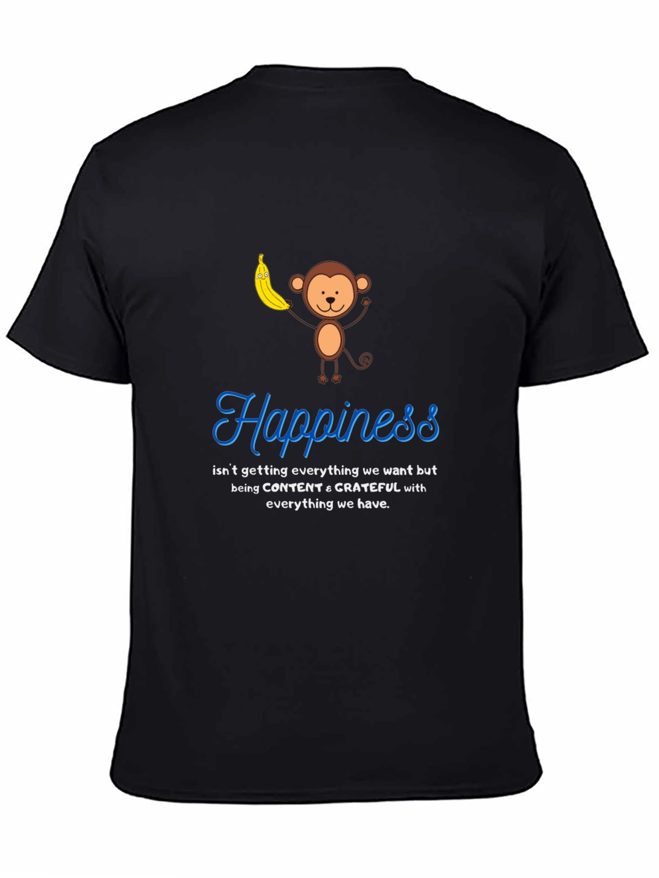 Happiness Monkey Graphic Tee: Content & Grateful T-Shirt