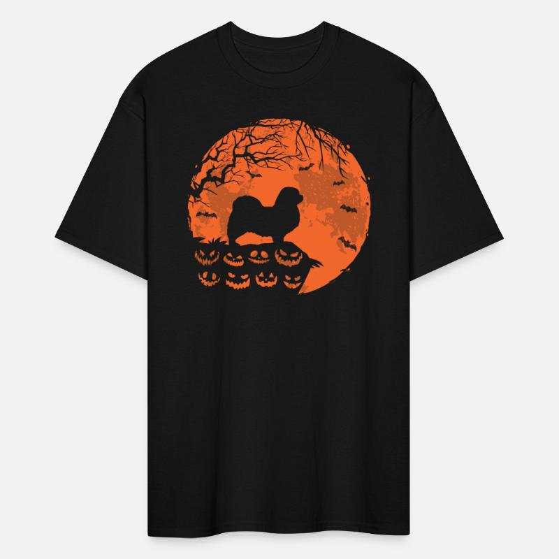 Tibetan Spaniel And Moon Halloween Funny Dog Lover