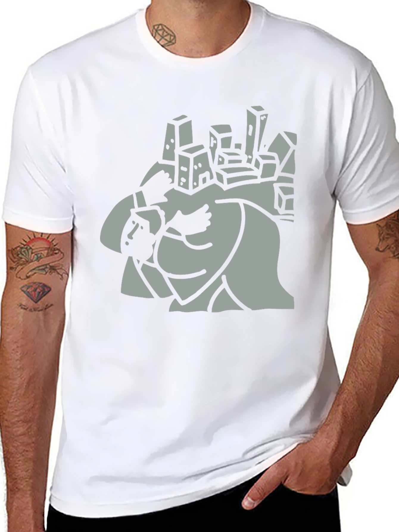 Abstract Cityscape Graphic Tee - Mens Black T-Shirt