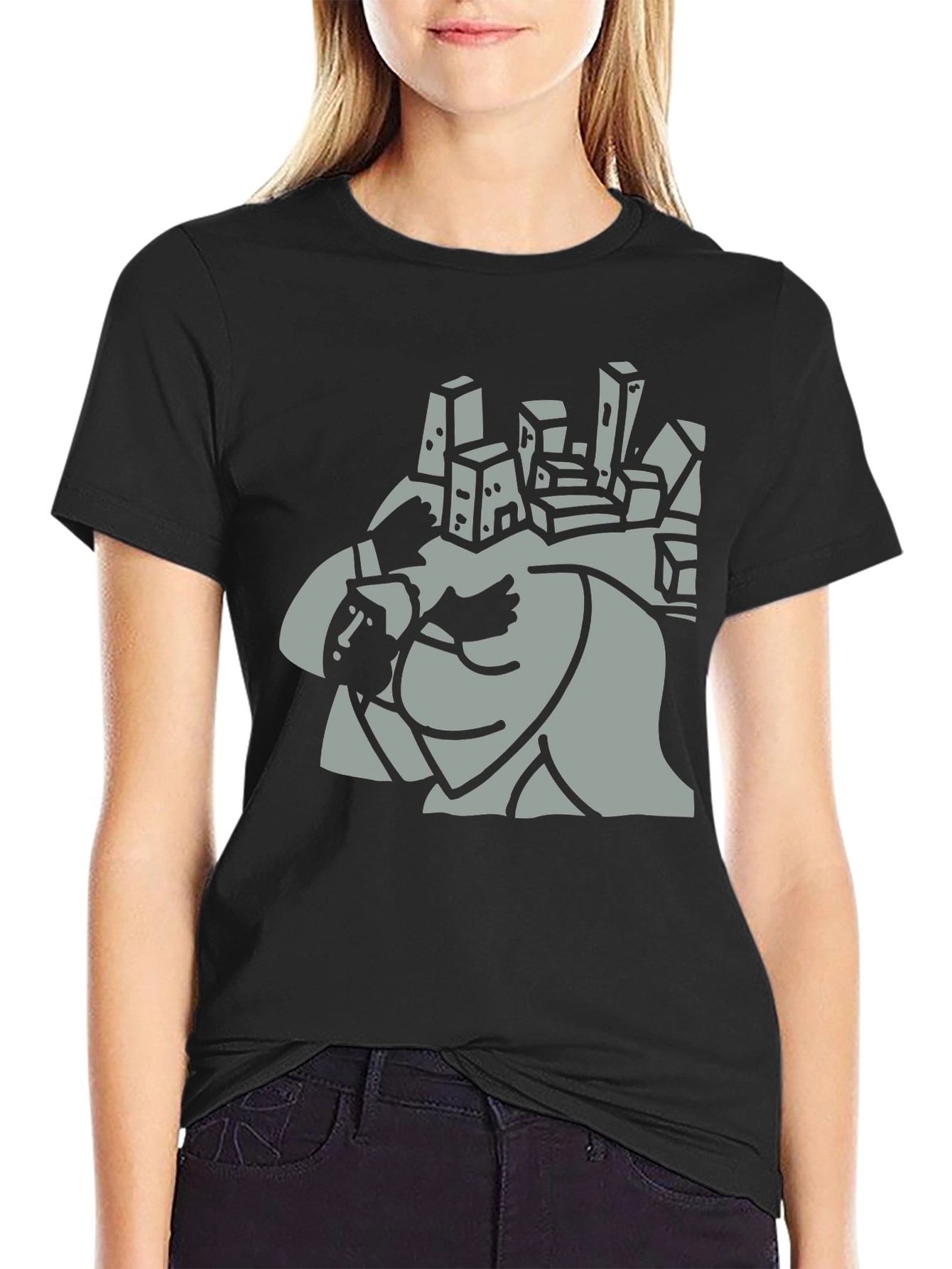 Abstract Cityscape Graphic Tee - Mens Black T-Shirt