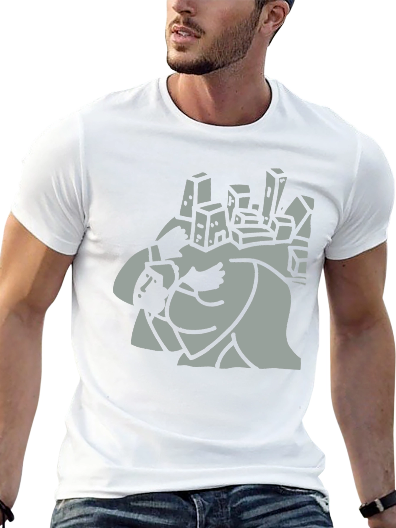 Abstract Cityscape Graphic Tee - Mens Black T-Shirt