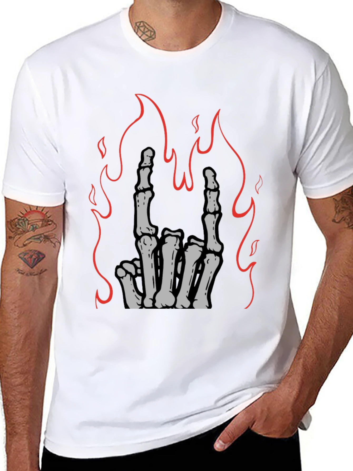 Rock On Skeleton Hand Graphic Tee