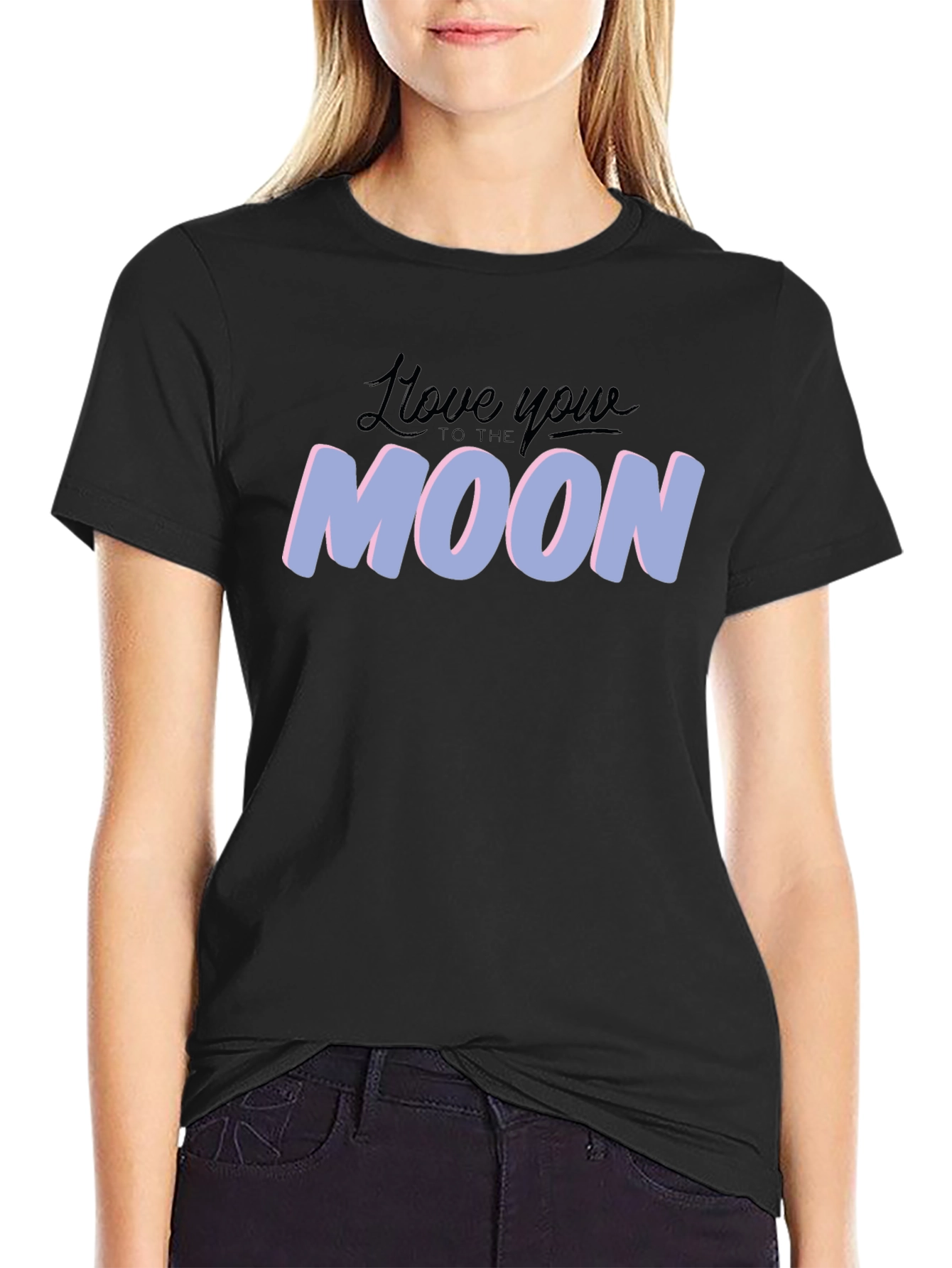 Love You to the Moon Graphic Tee - Black