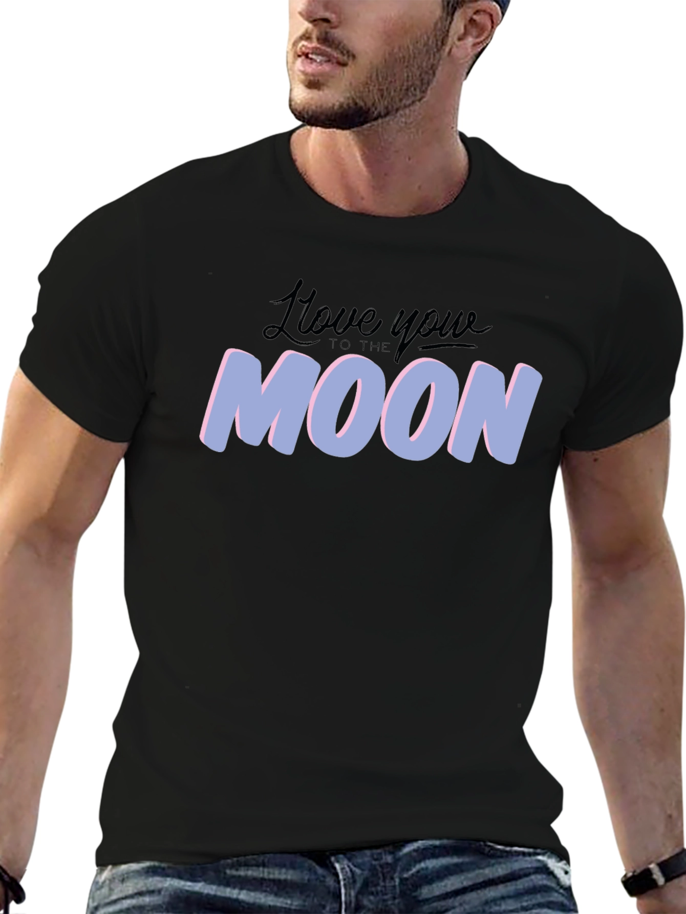 Love You to the Moon Graphic Tee - Black