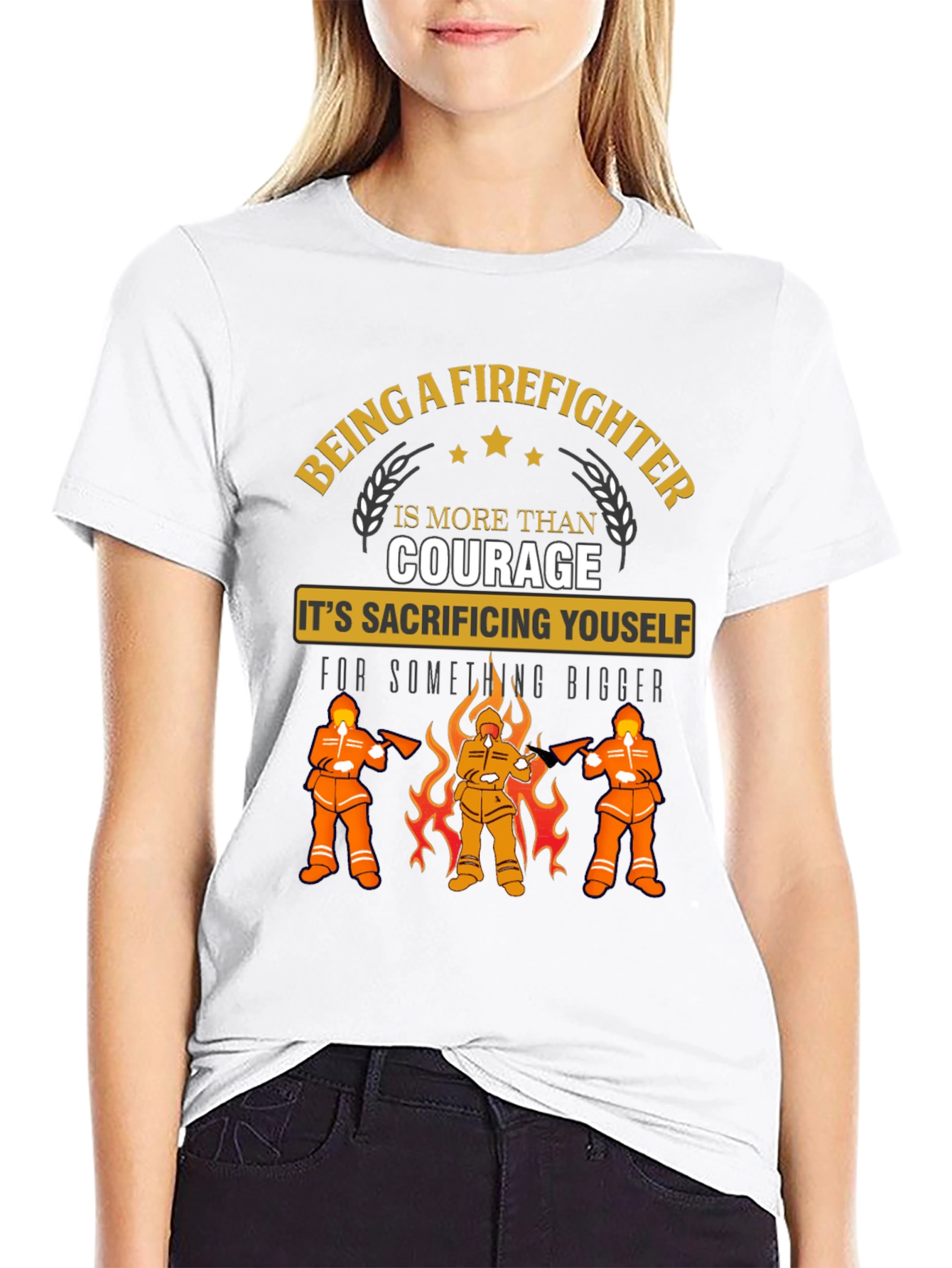 Firefighter Sacrifice Graphic Tee - Heroic Design