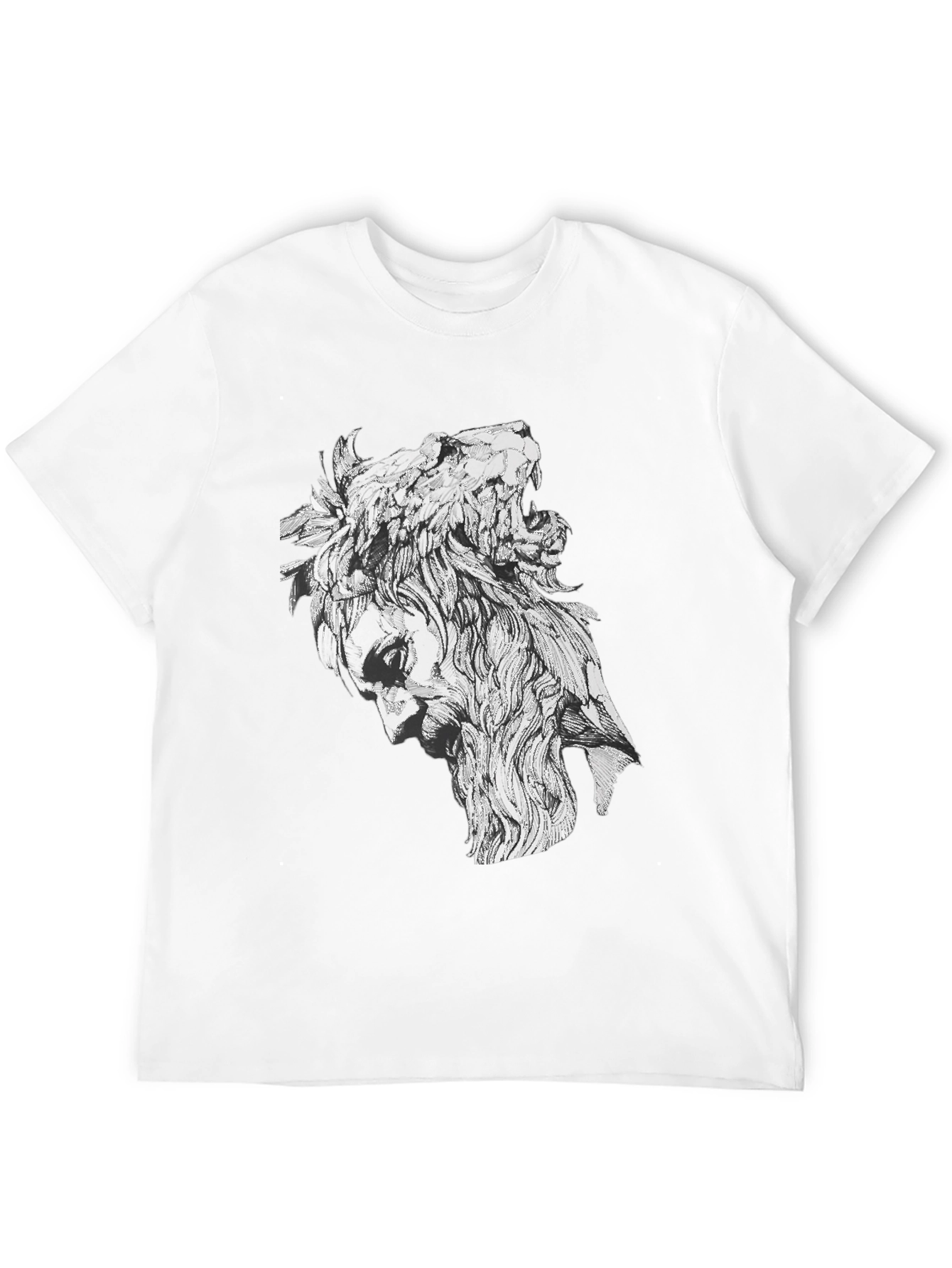 Lion Man Graphic Tee - Stylish Black Cotton T-Shirt