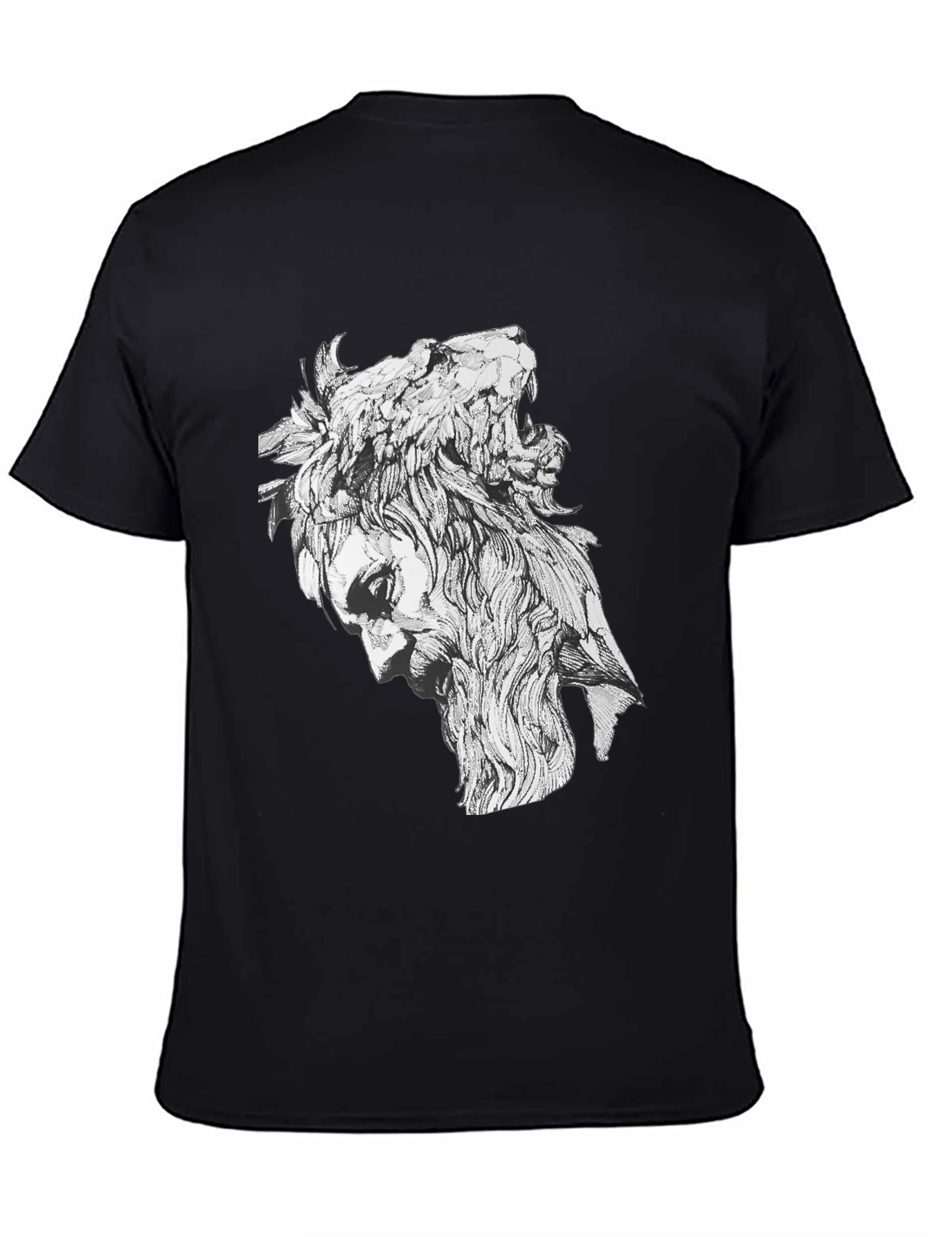 Lion Man Graphic Tee - Stylish Black Cotton T-Shirt