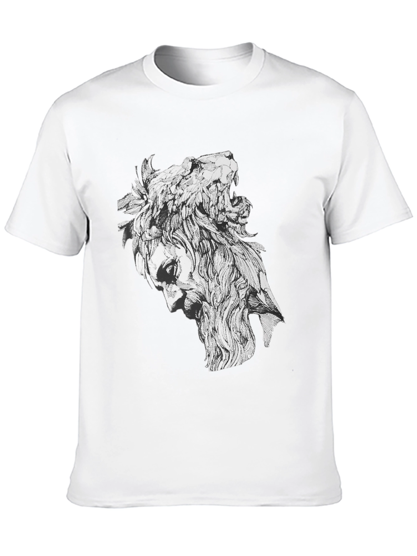 Lion Man Graphic Tee - Stylish Black Cotton T-Shirt