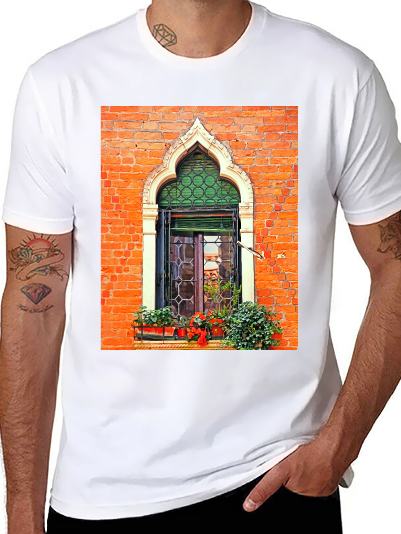Venetian Window Graphic Tee - Unique Italian Architecture Shirt