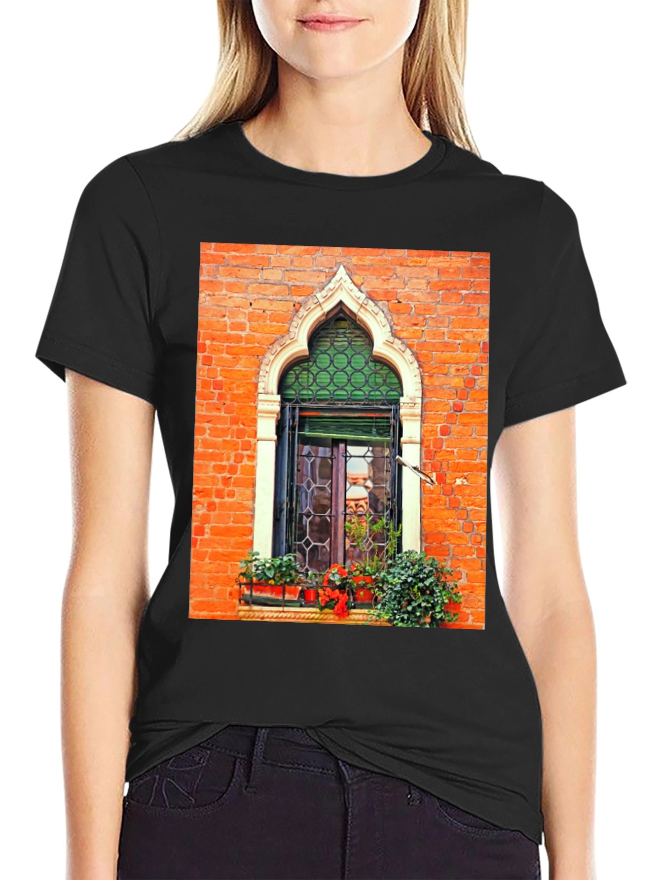 Venetian Window Graphic Tee - Unique Italian Architecture Shirt
