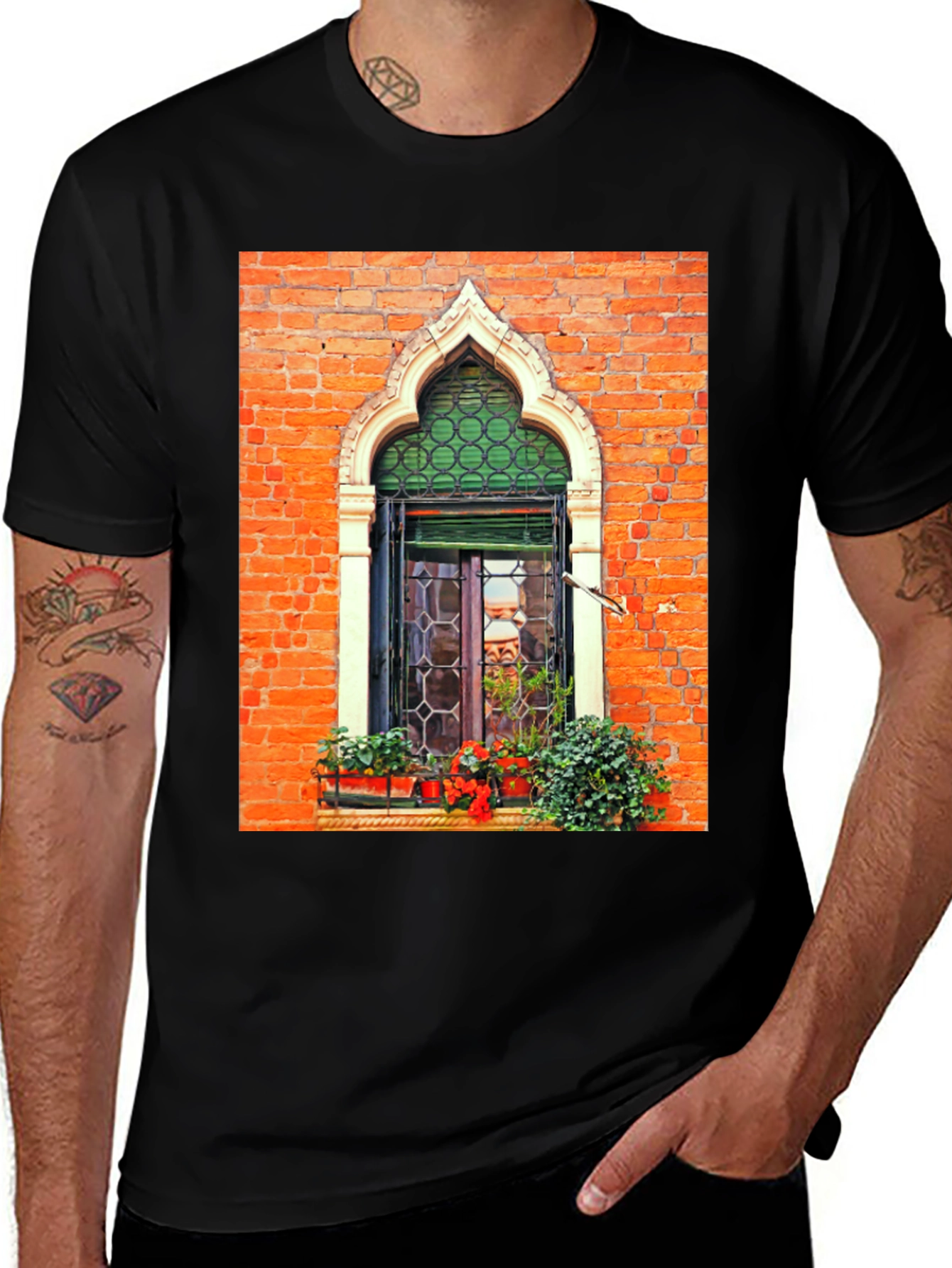 Venetian Window Graphic Tee - Unique Italian Architecture Shirt