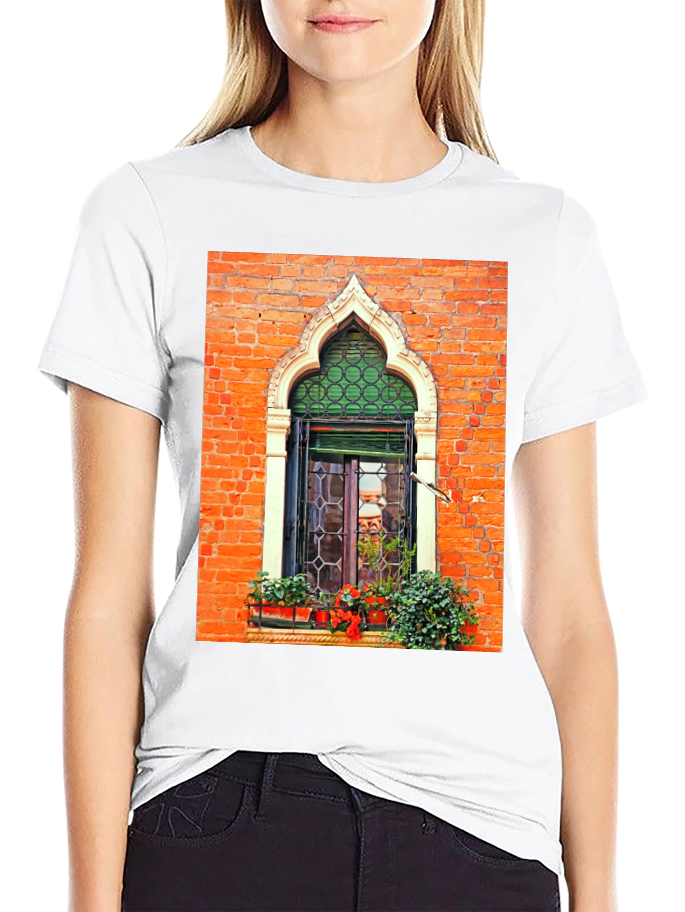 Venetian Window Graphic Tee - Unique Italian Architecture Shirt