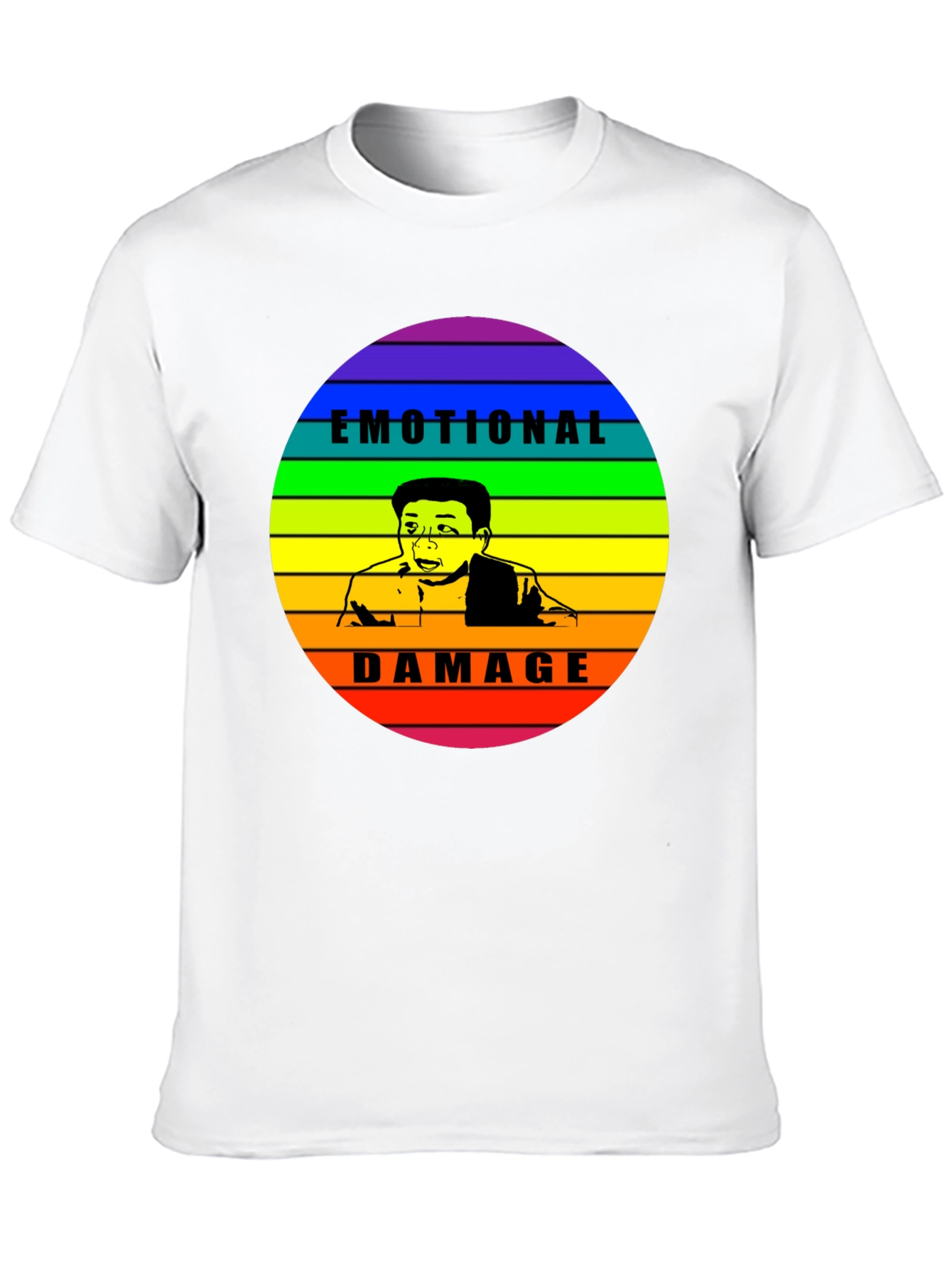 Emotional Damage Meme Rainbow Graphic Black T-Shirt