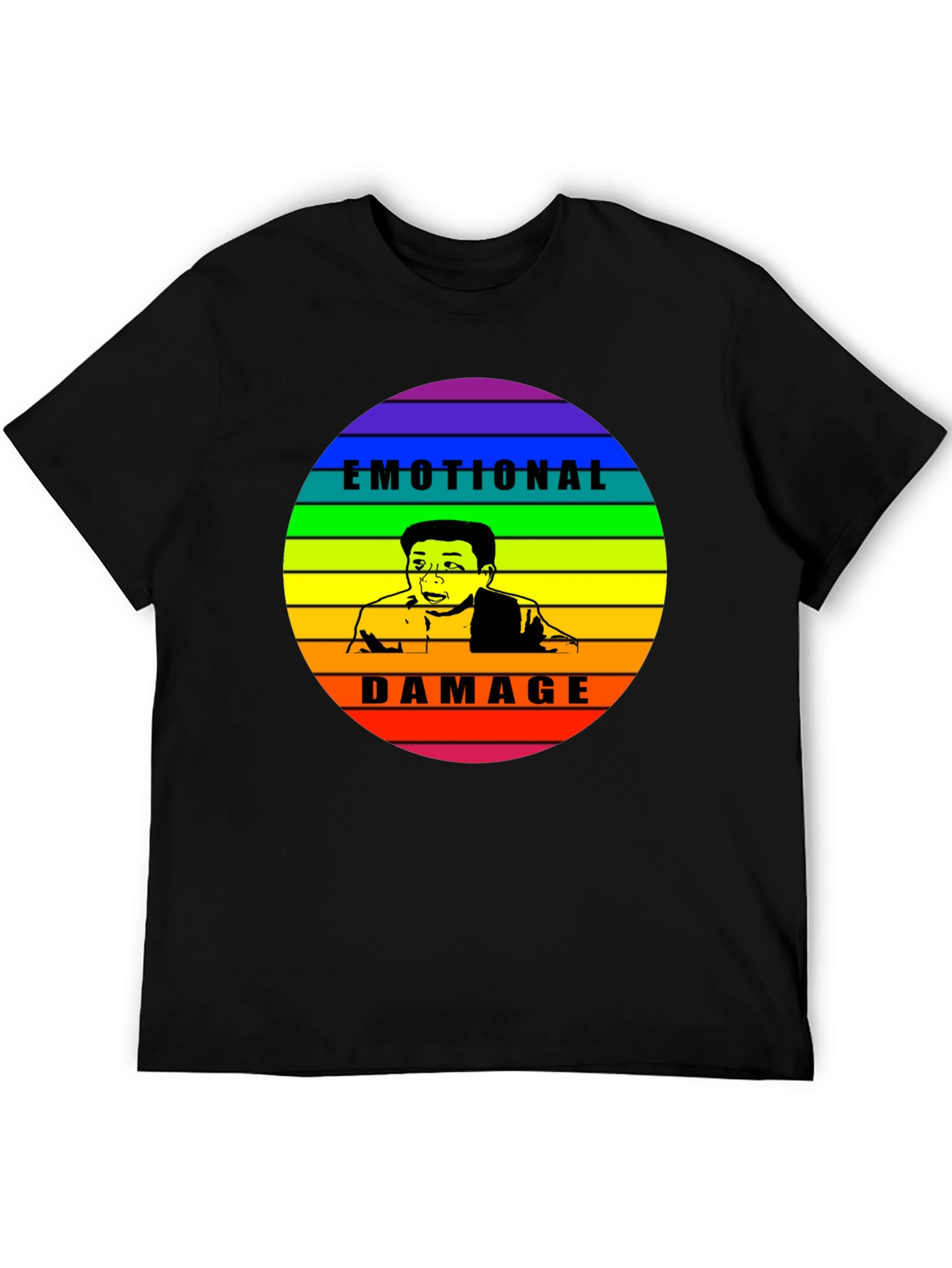 Emotional Damage Meme Rainbow Graphic Black T-Shirt