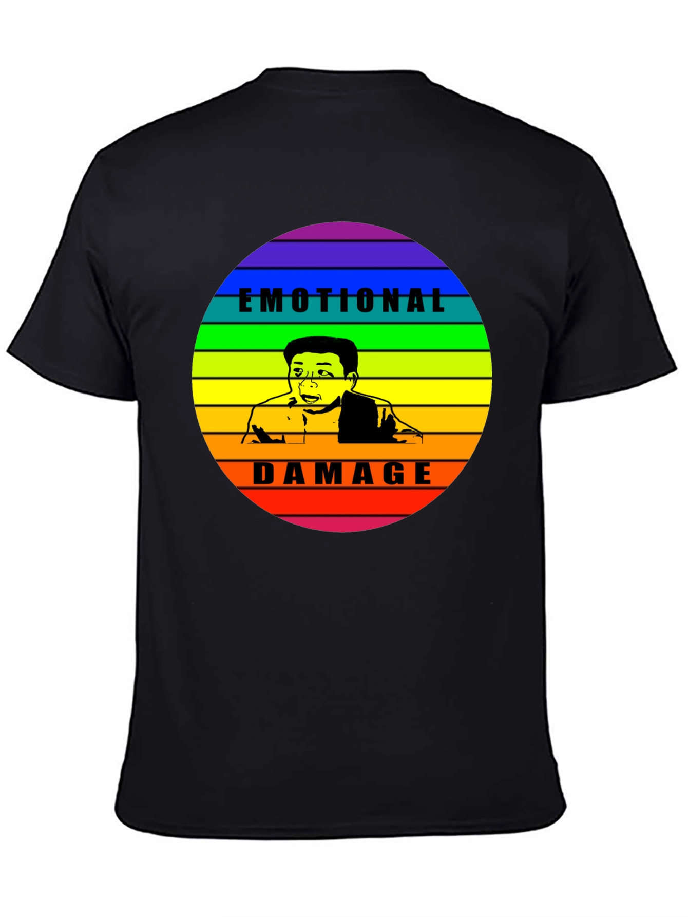 Emotional Damage Meme Rainbow Graphic Black T-Shirt