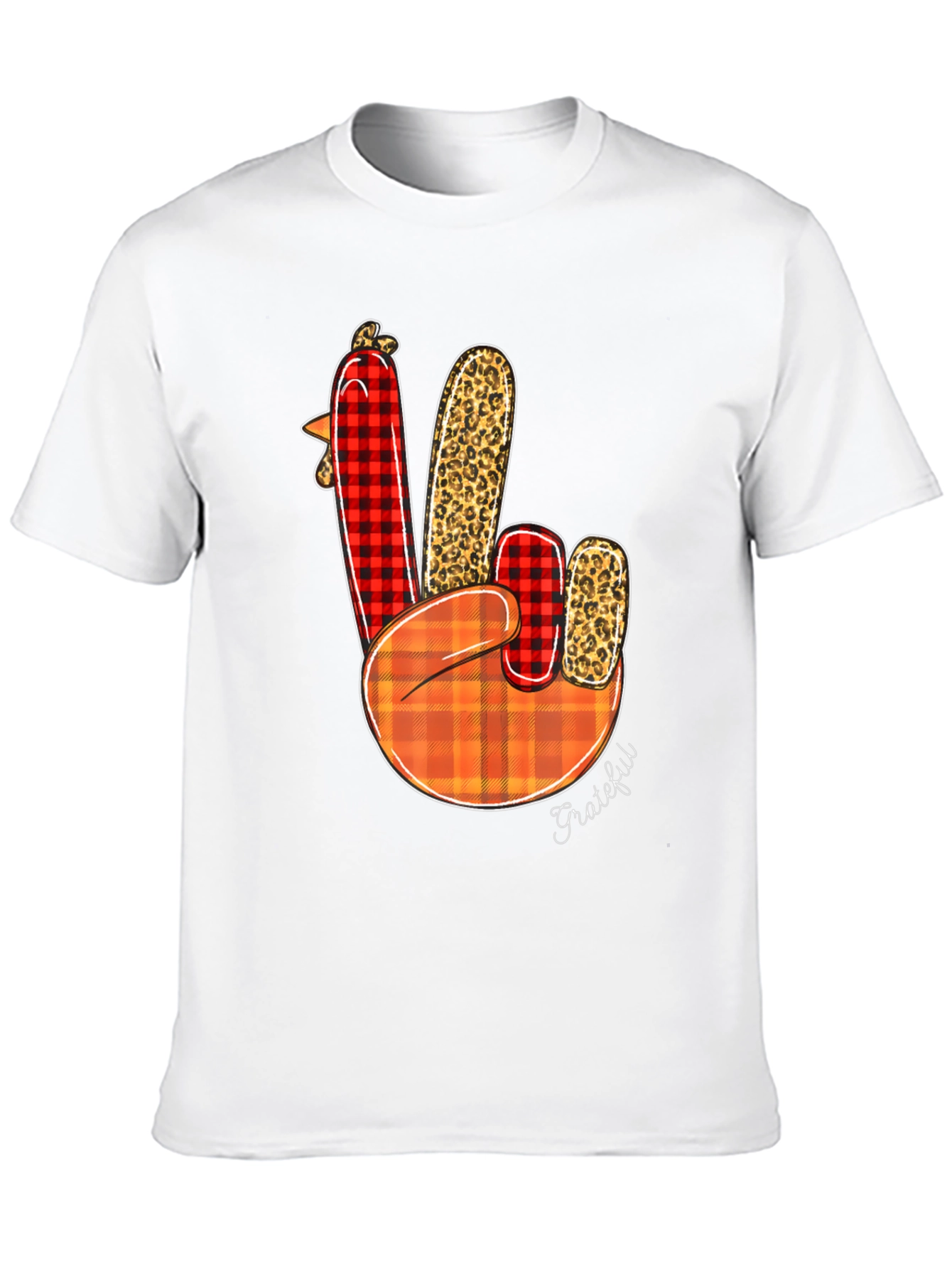 Thanksgiving Grateful Turkey Peace Sign T-Shirt