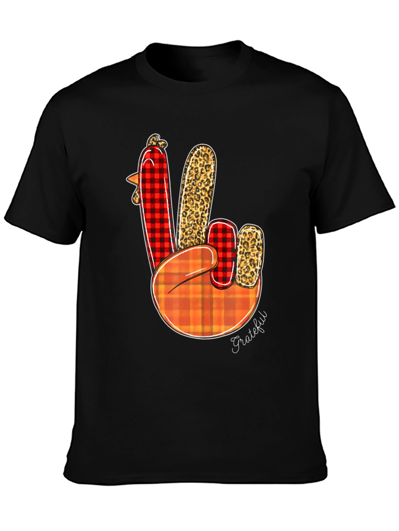 Thanksgiving Grateful Turkey Peace Sign T-Shirt