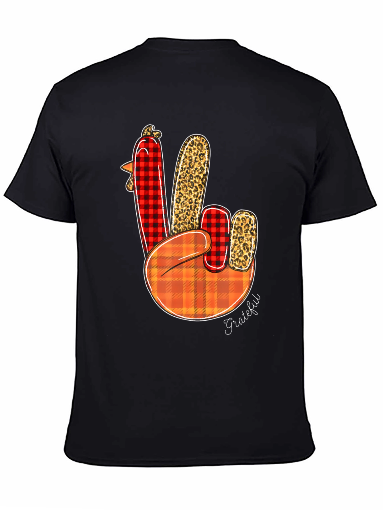 Thanksgiving Grateful Turkey Peace Sign T-Shirt