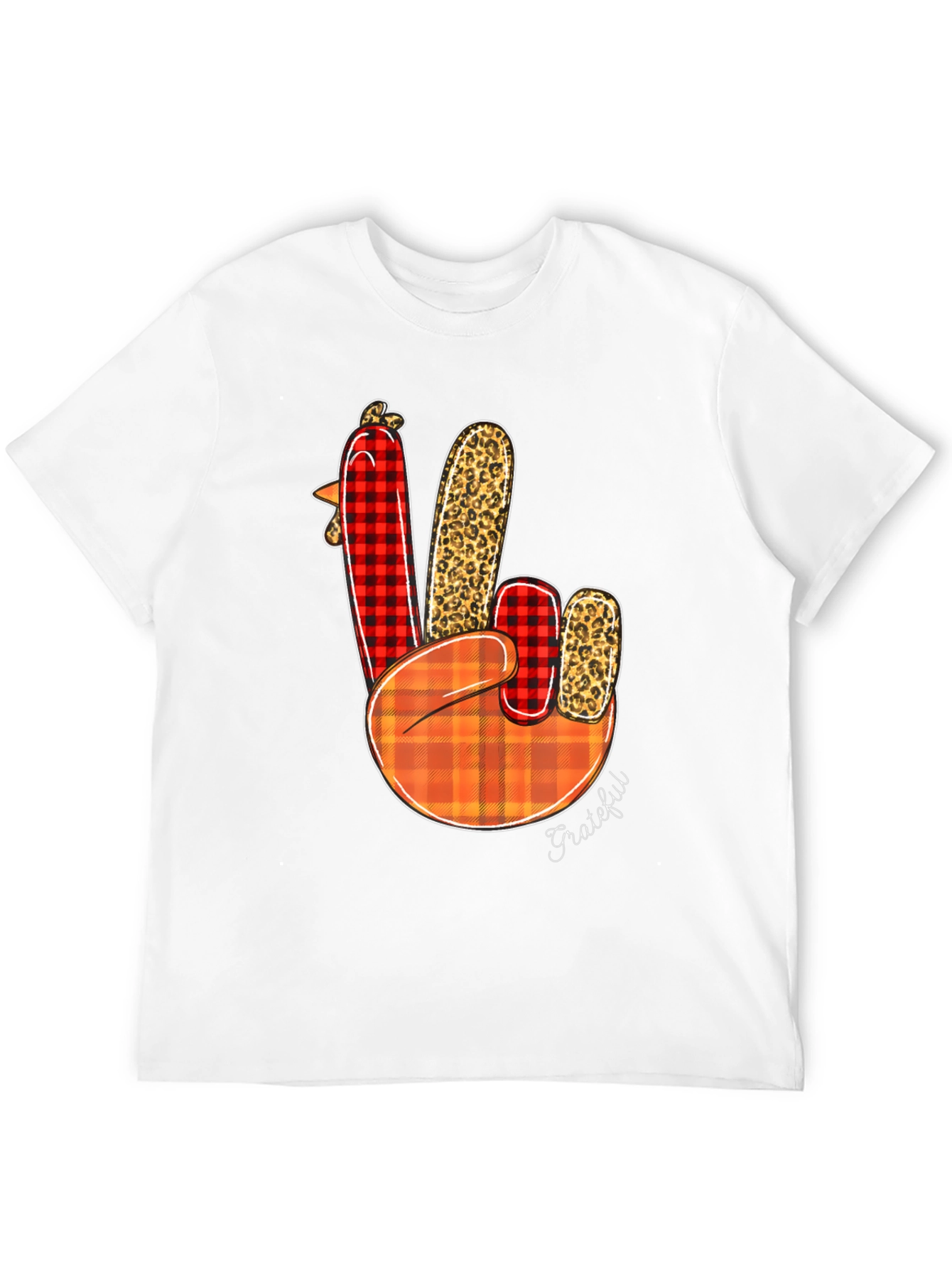 Thanksgiving Grateful Turkey Peace Sign T-Shirt