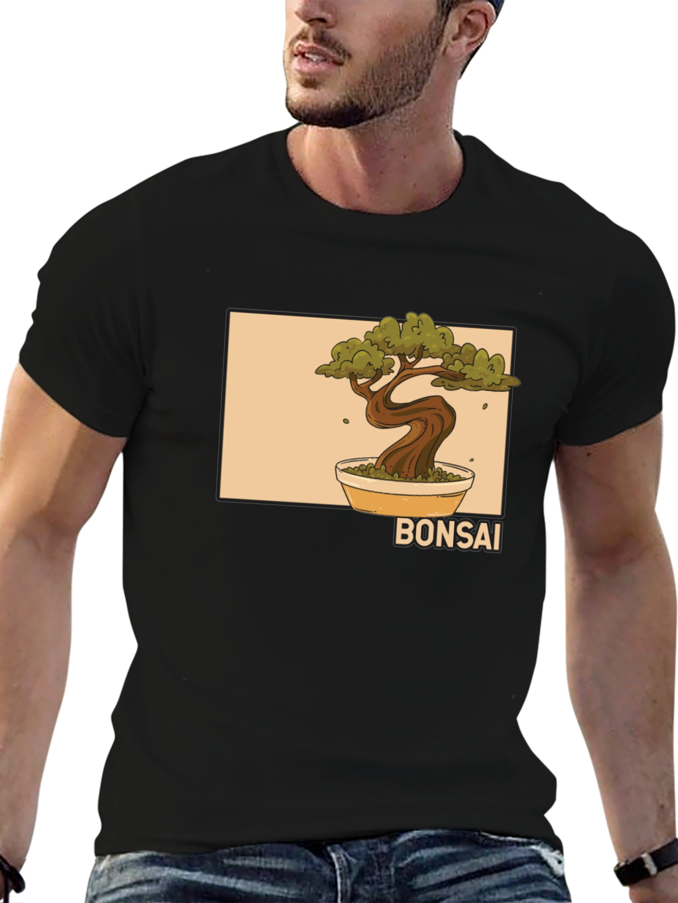 Bonsai Tree Graphic Black T-Shirt