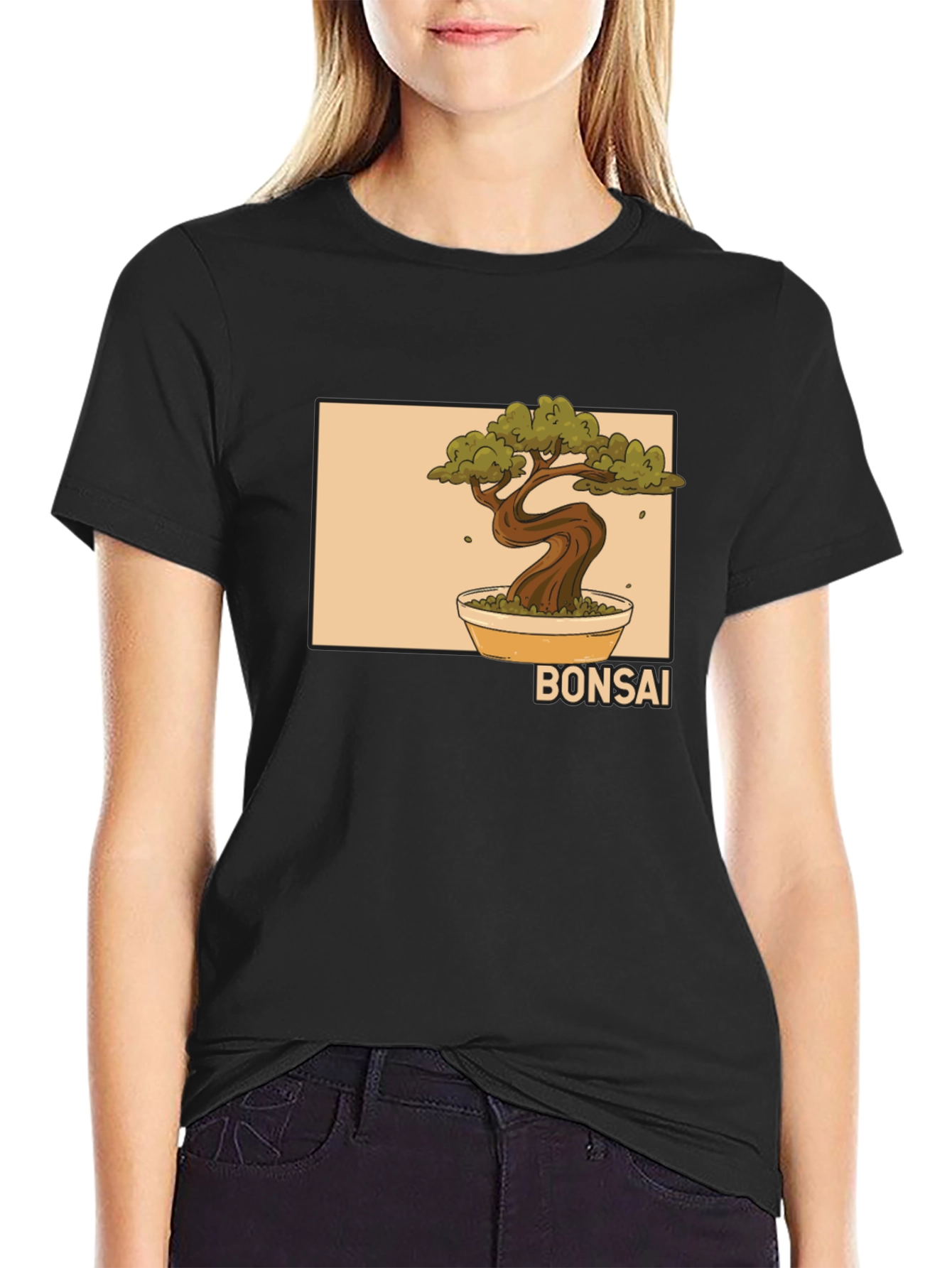 Bonsai Tree Graphic Black T-Shirt