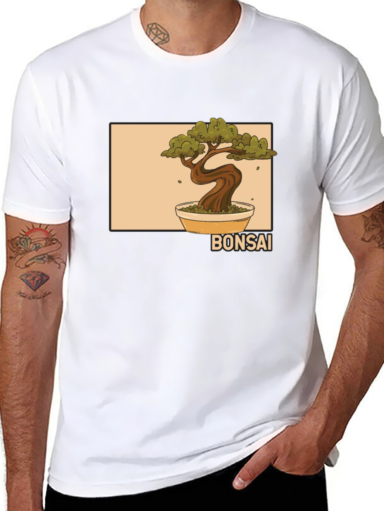 Bonsai Tree Graphic Black T-Shirt
