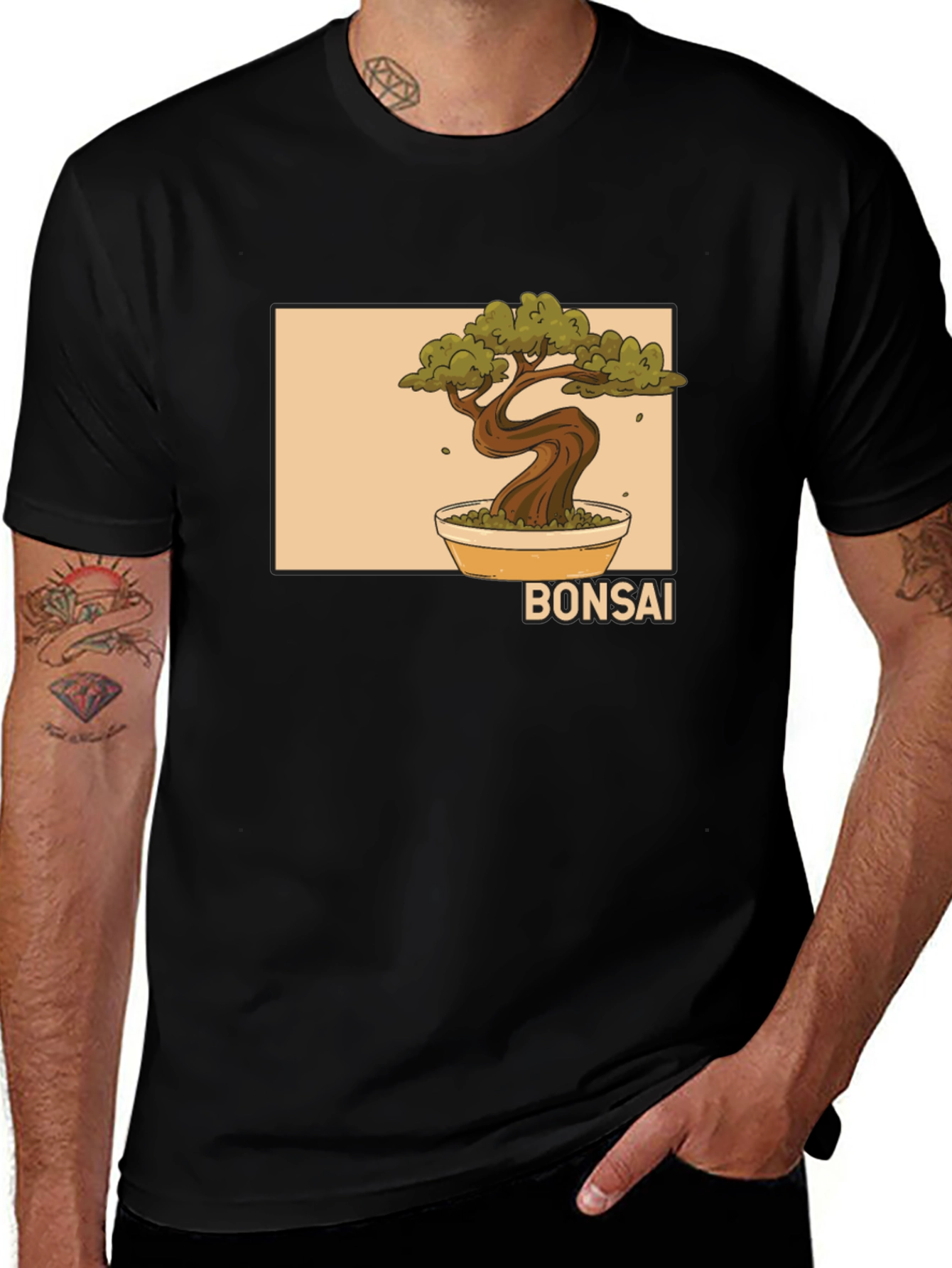 Bonsai Tree Graphic Black T-Shirt